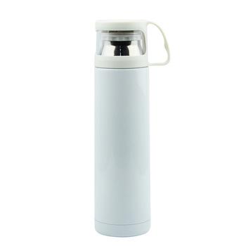 SUBLIMATION STAINLESS STEEL FLASK W/ CLEAR CUP CAP-350 mL-WHITE