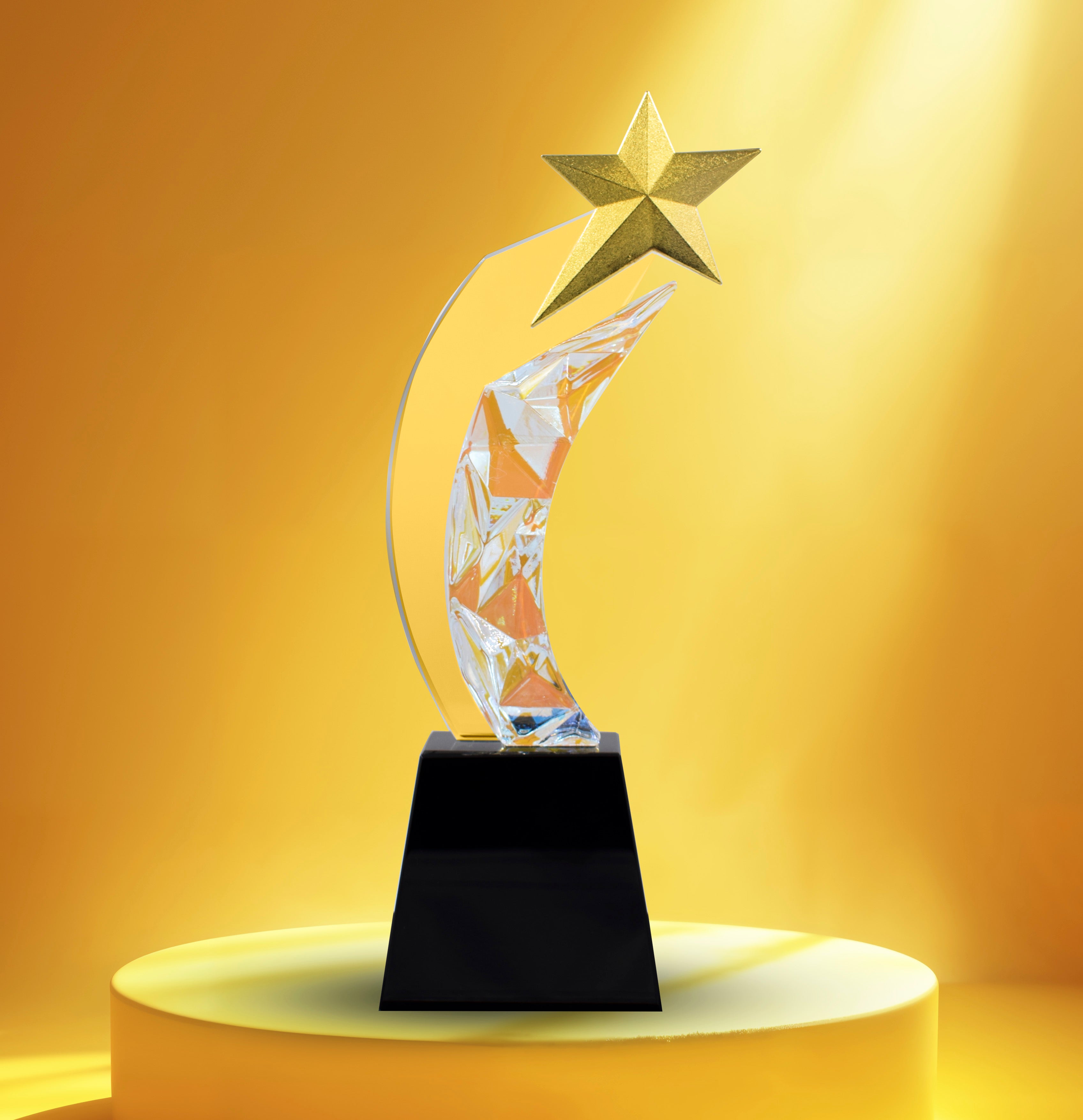 RAINBOW DIAMOND WITH METAL STAR CRYSTAL GLASS AWARDS -B1-HK1100-29