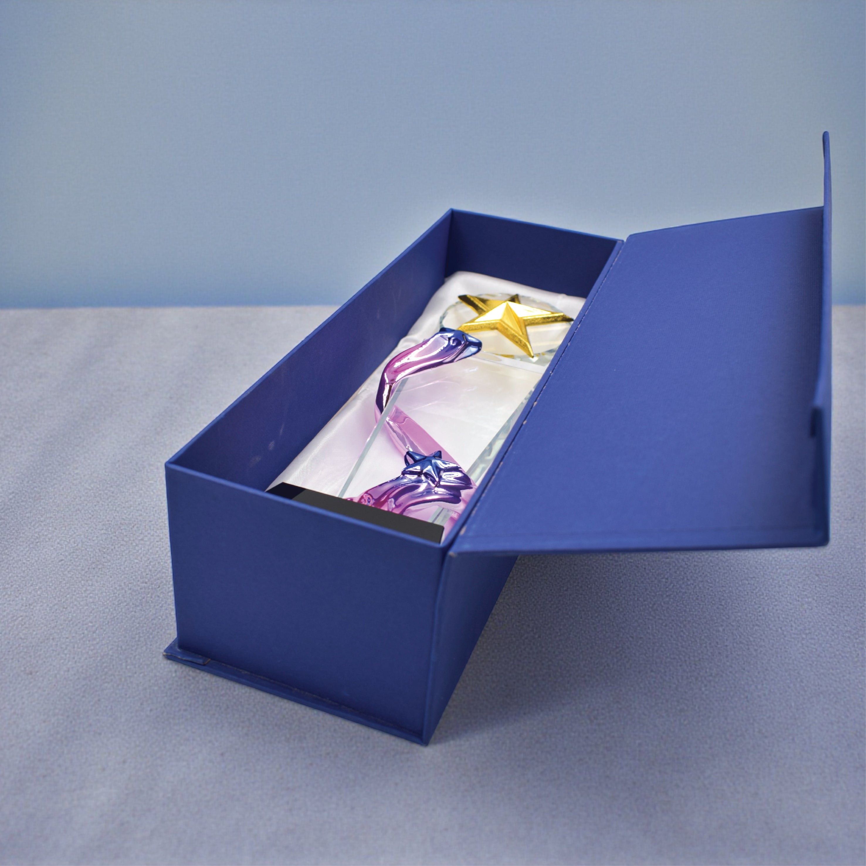 GOLDEN STAR TROPHY WITH PURPLE AND BLUE ACCENTS -B-4HK-78-B