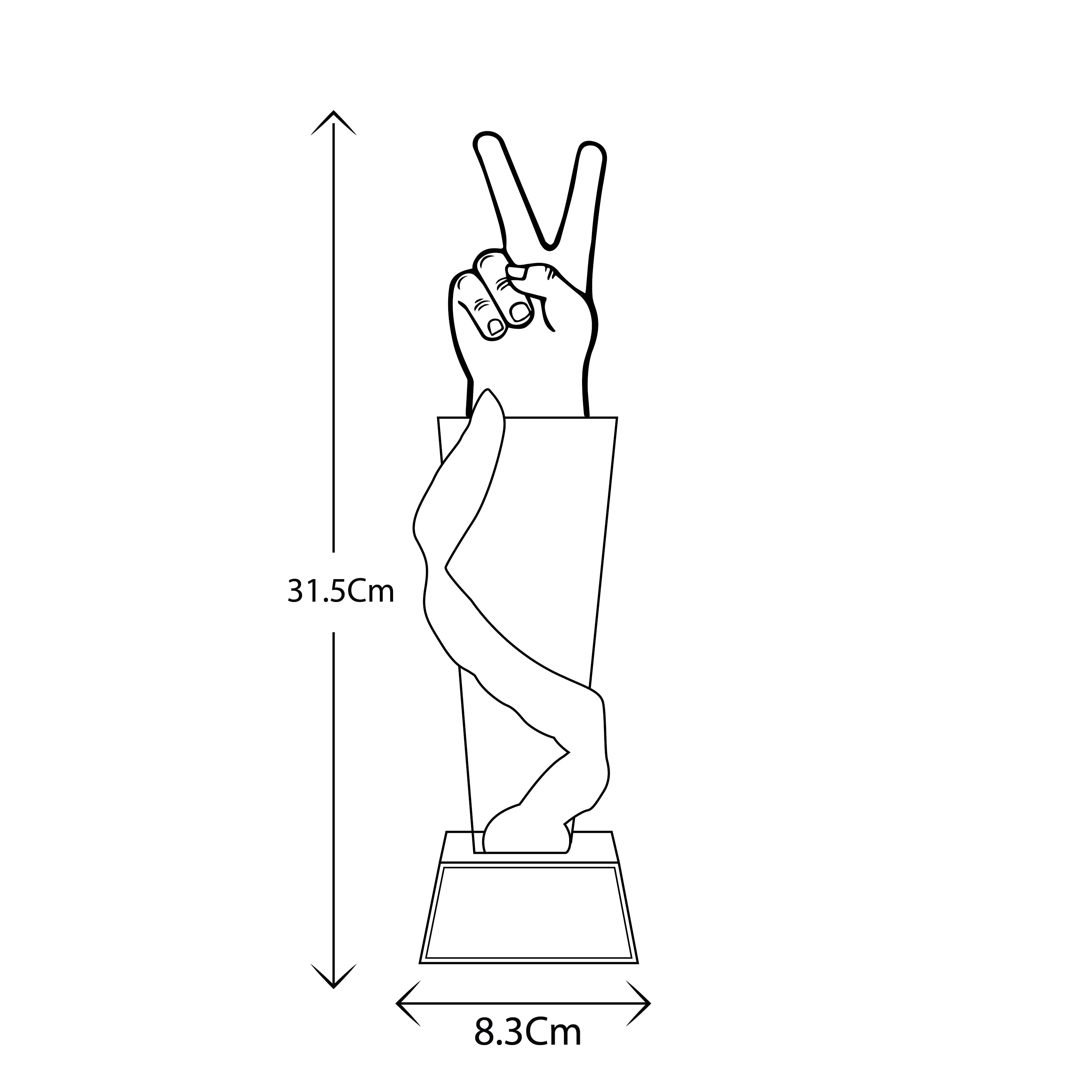 ELEGANT  HAND-SHAPED CRYSTAL DECORATIVE PIECE WITH PEACE SIGN B-3 HK 78-A