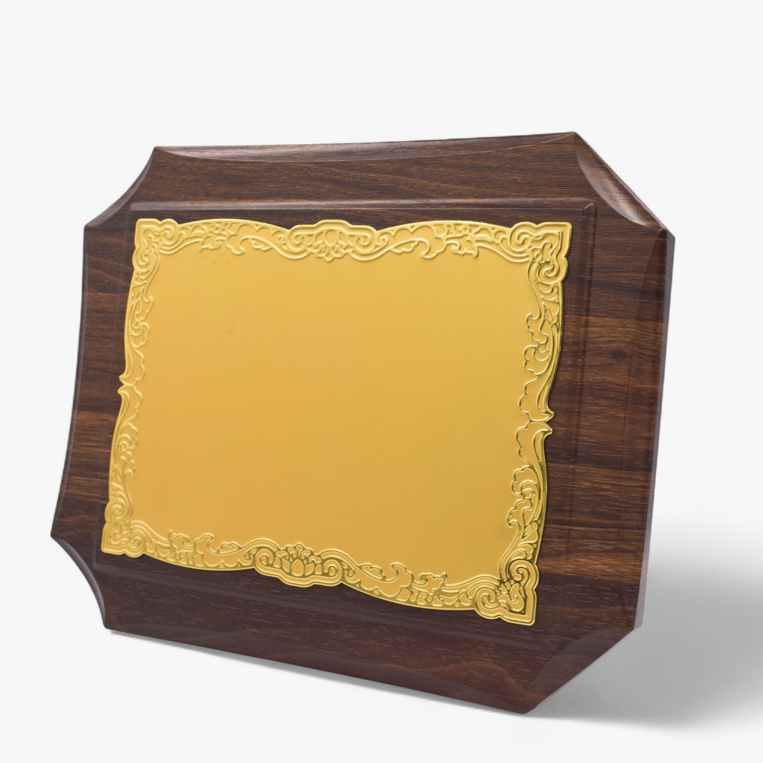 GOLD ALUMINUM PLATE WOODEN CERTIFICATE PLAQUE AWARD (Y-4334 )