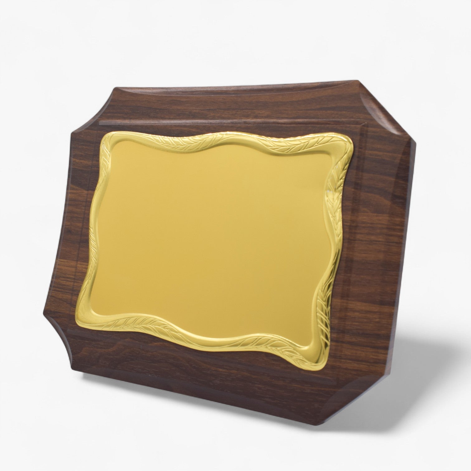 GOLD ALUMINUM PLATE WOODEN CERTIFICATE PLAQUE AWARD (Y-4284 )