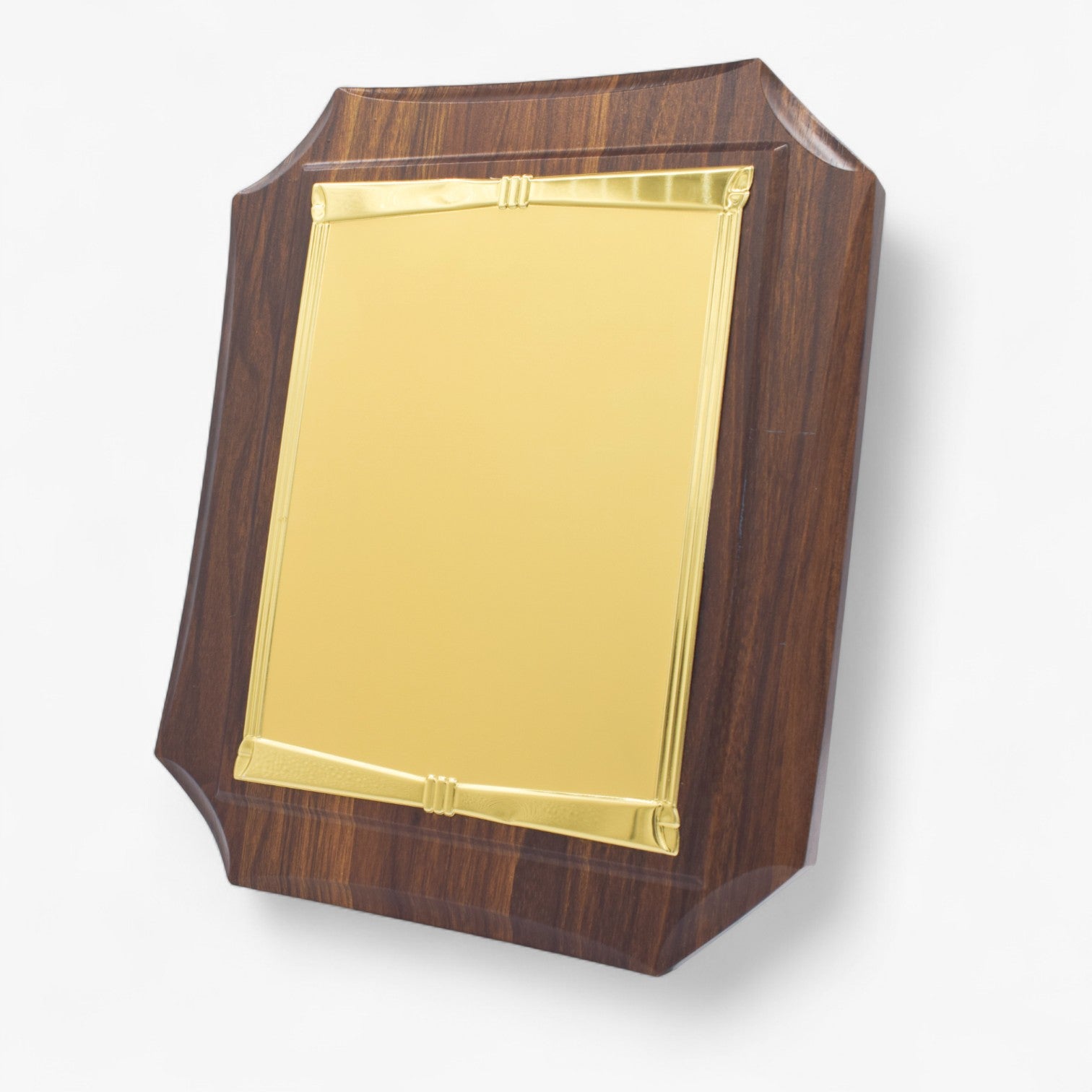 GOLD ALUMINUM PLATE WOODEN CERTIFICATE PLAQUE AWARD (Y-4333 )