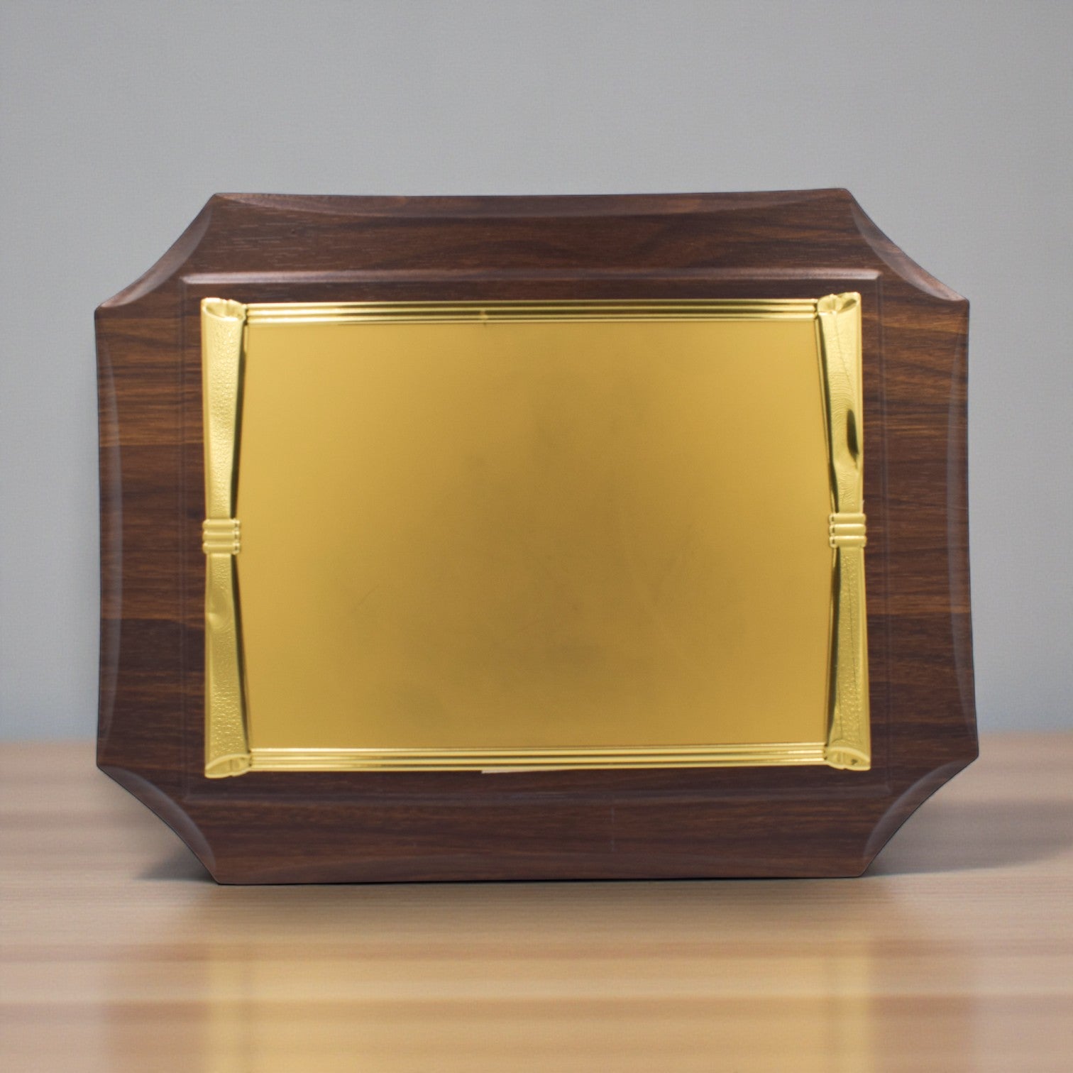 GOLD ALUMINUM PLATE WOODEN CERTIFICATE PLAQUE AWARD (Y-4333 )