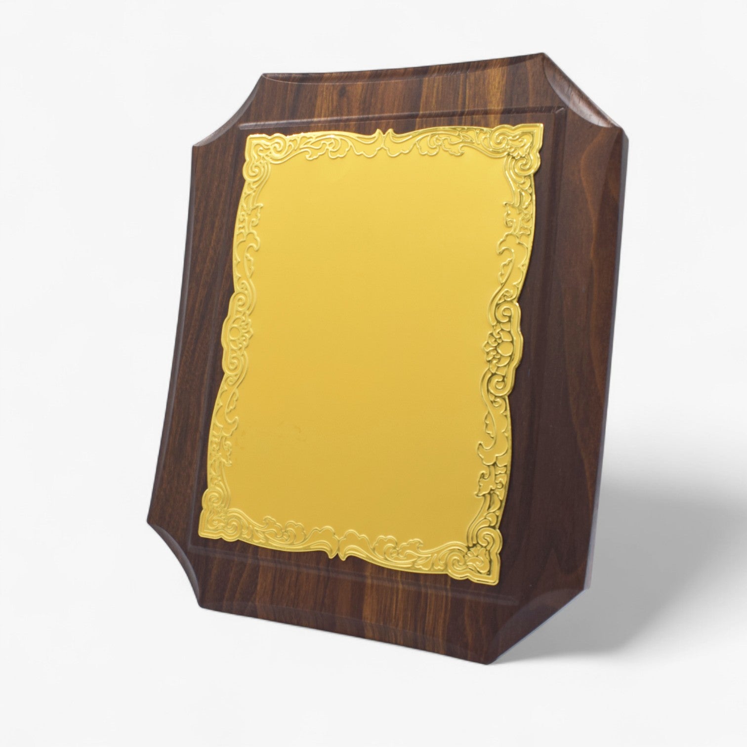 GOLD ALUMINUM PLATE WOODEN CERTIFICATE PLAQUE AWARD (Y-4334 )