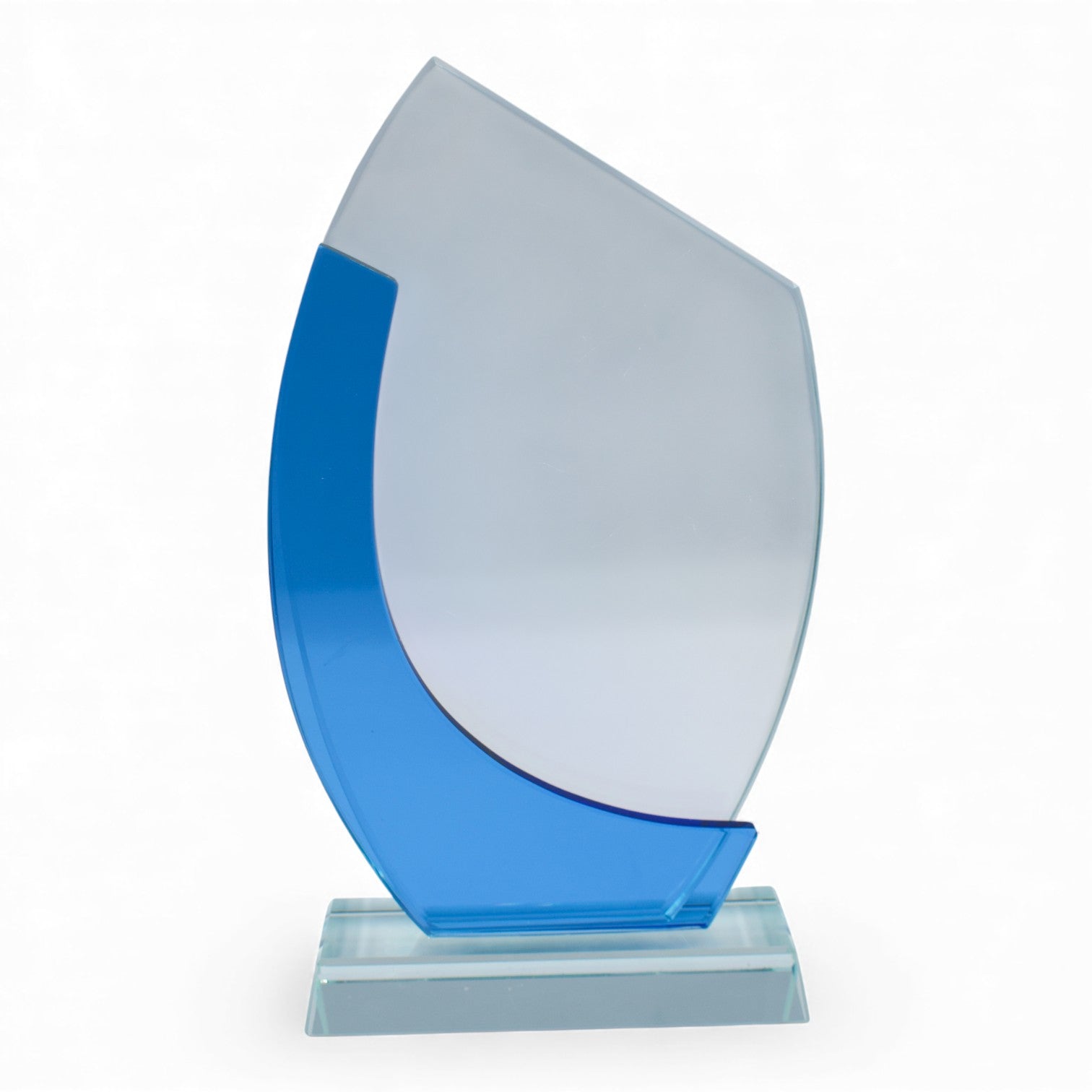 CRYSTAL AWARDS WITH BLUE DESIGN ON THE SIDE -DL 100639