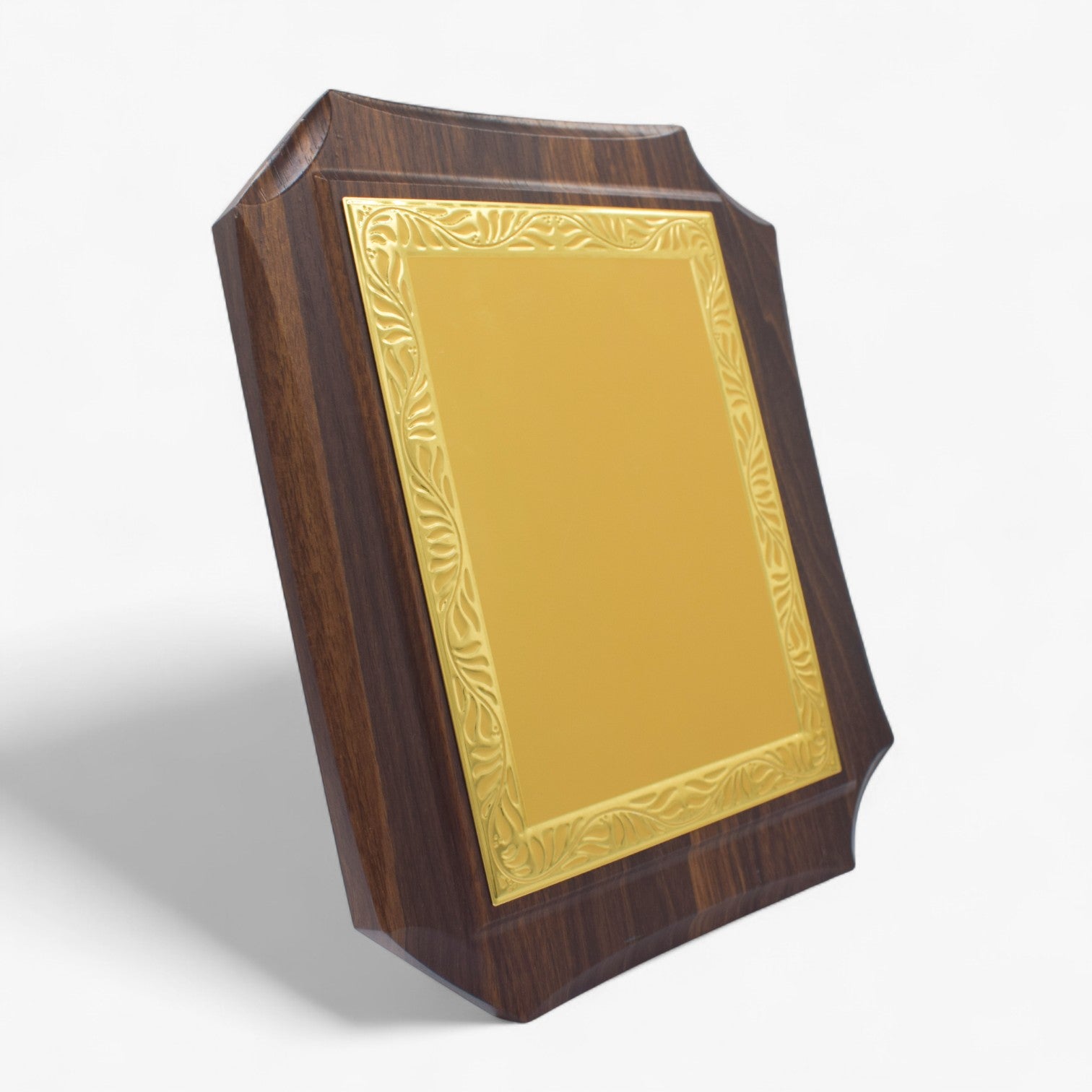 GOLD ALUMINUM PLATE WOODEN CERTIFICATE PLAQUE AWARD (Y-4266 )