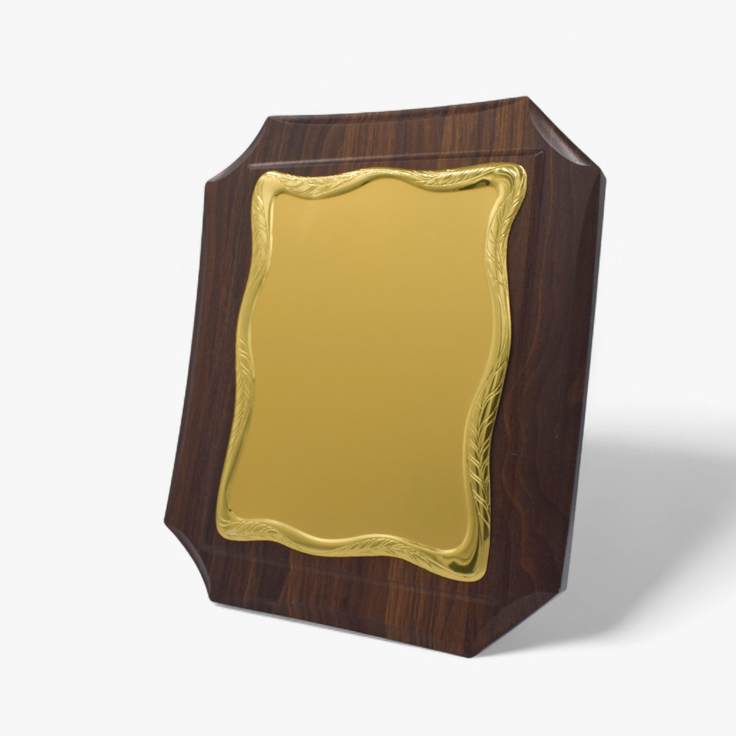 GOLD ALUMINUM PLATE WOODEN CERTIFICATE PLAQUE AWARD (Y-4284 )