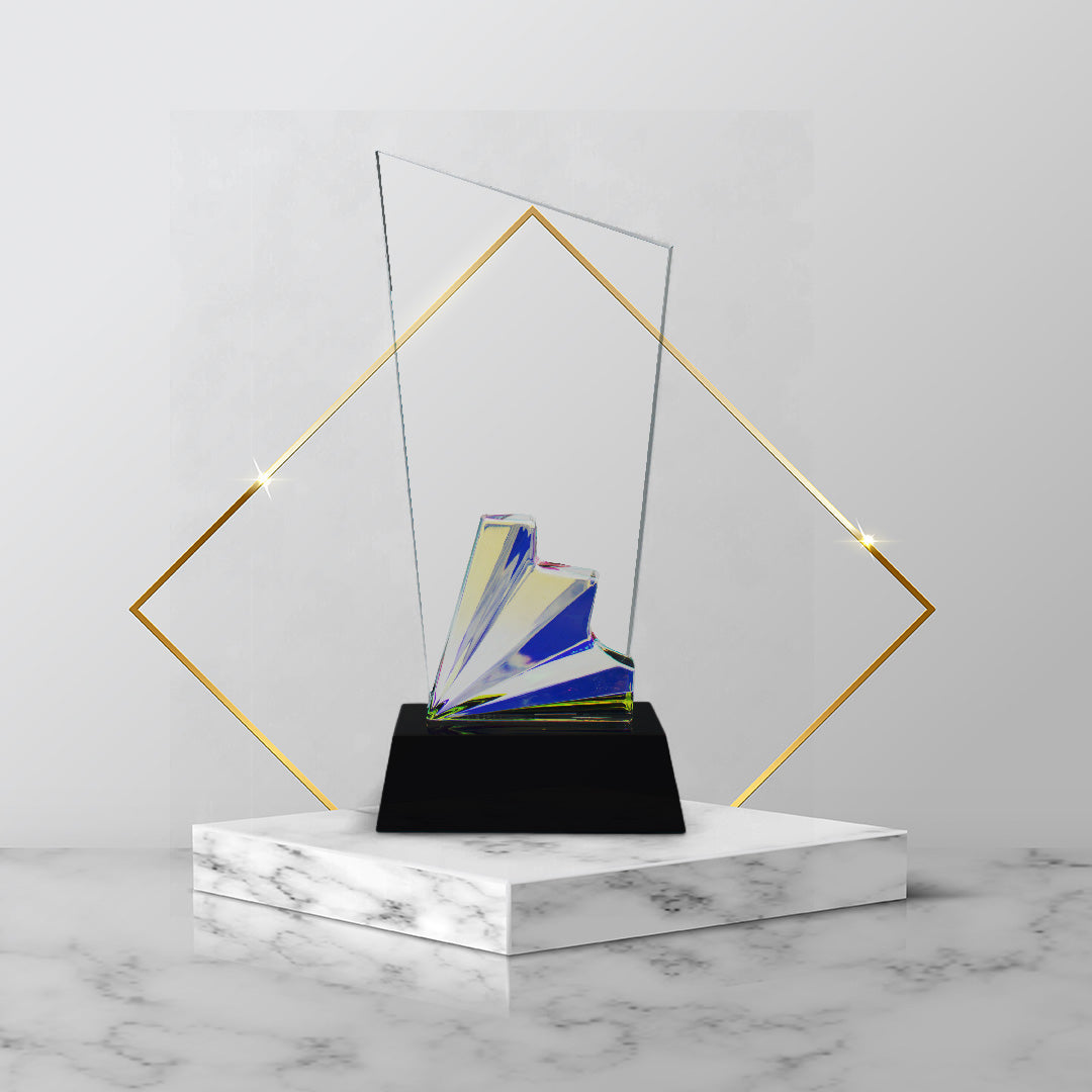 CRYSTAL AWARD WITH RAINBOW GLOW ATTACHED-LS24202