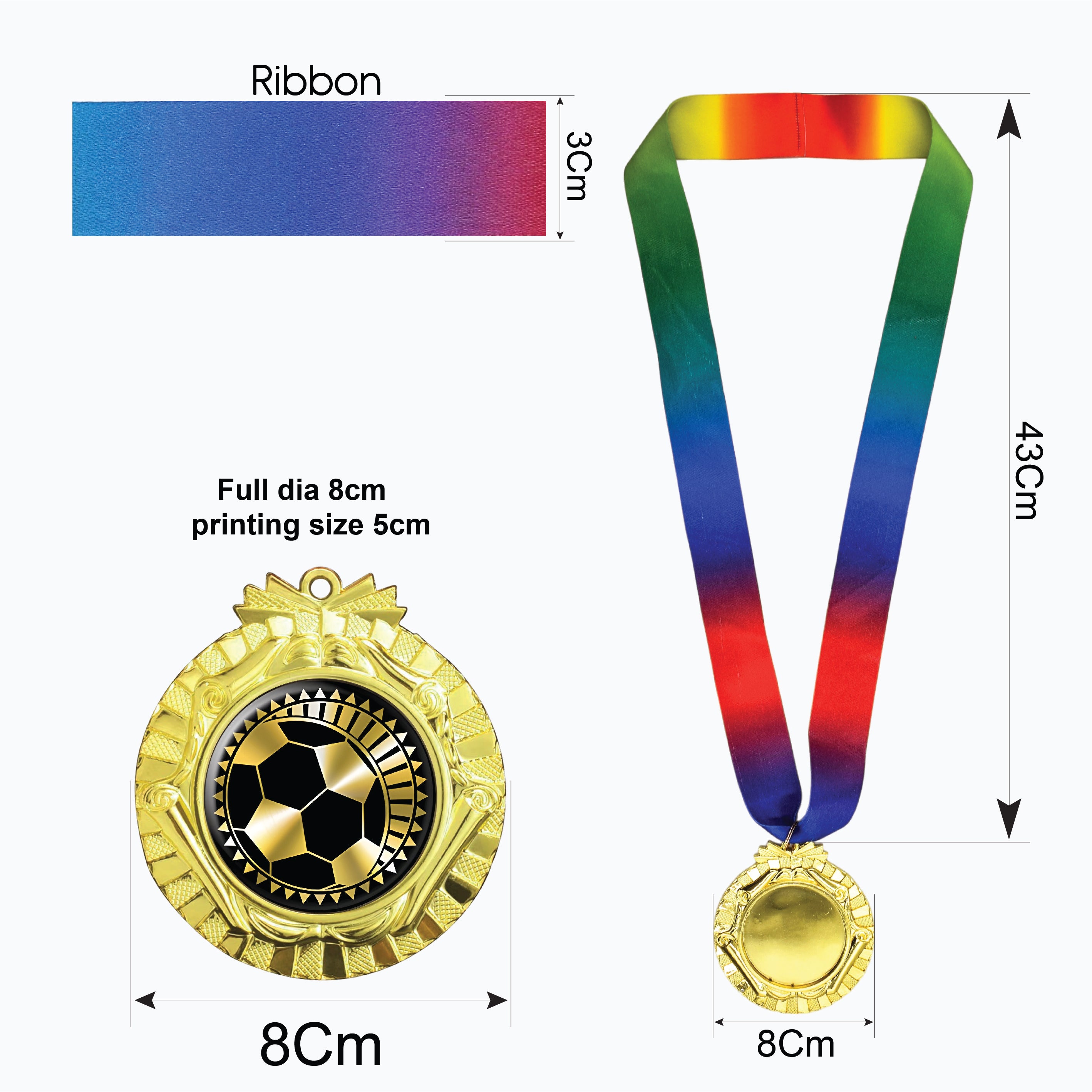 LARGE MEDAL WITH MULTI COLOR RIBBON