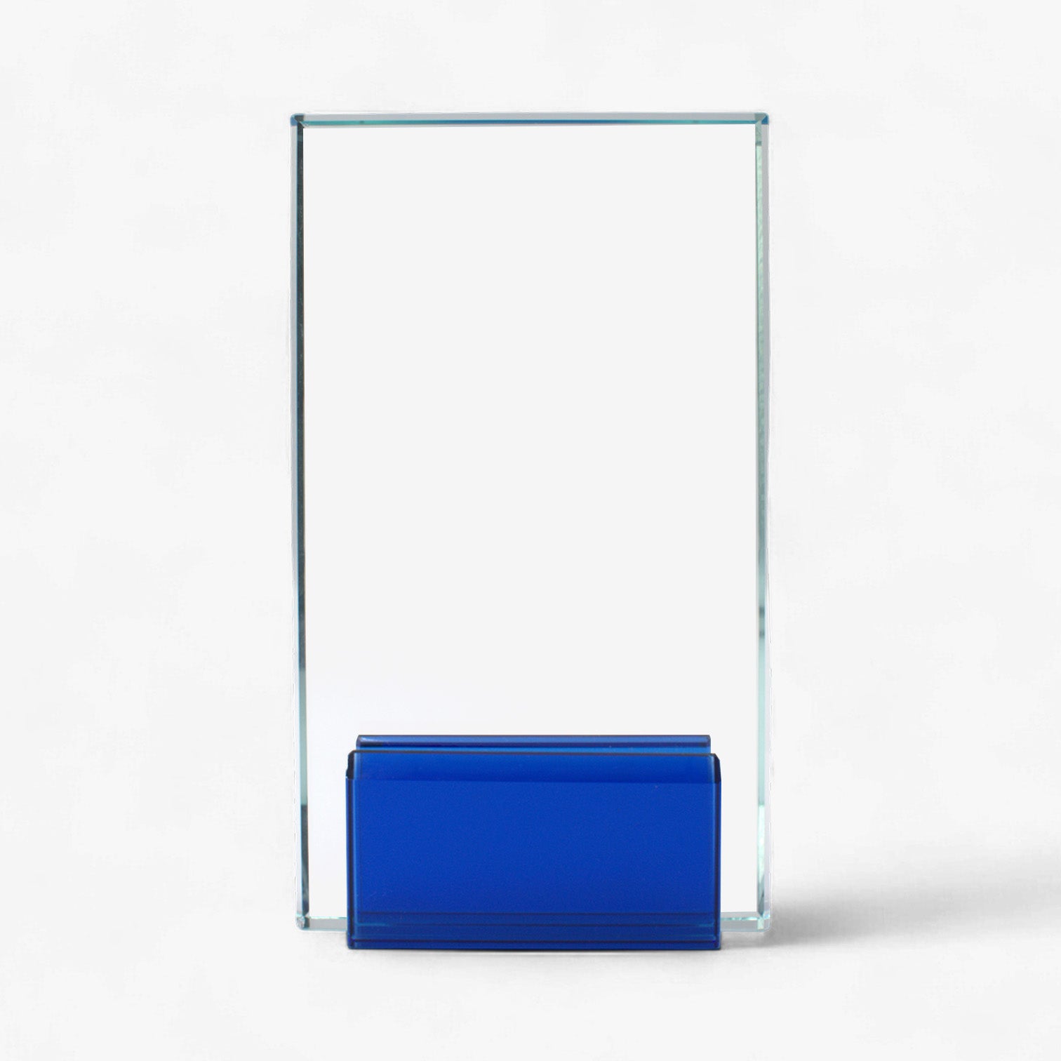 RECTANGULAR CRYSTAL GLASS AWARD WITH BLUE BASE ( A6549 )