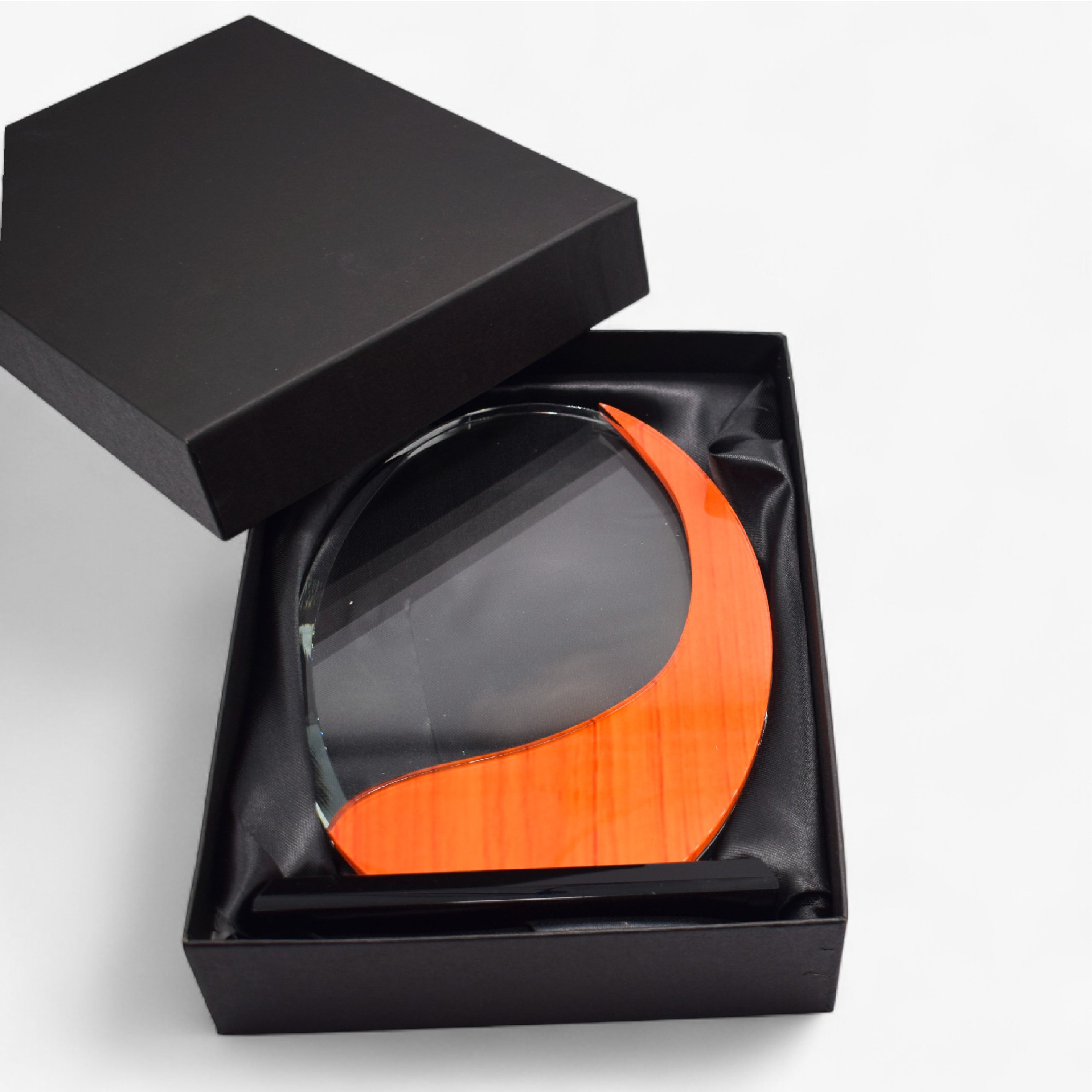 WOODEN TEXTURE OVAL SHAPED  CRYSTAL AWARD TROPHY-CA205