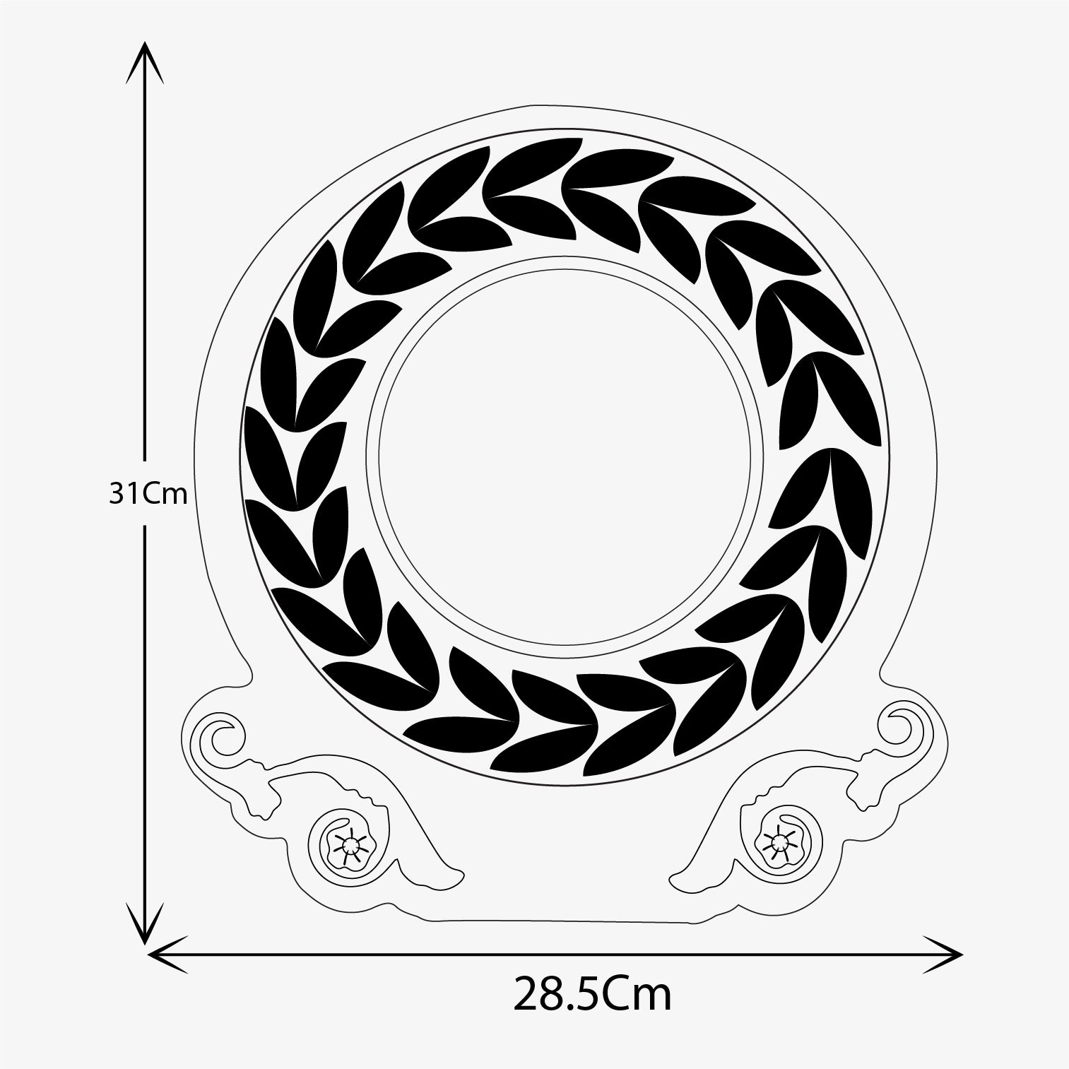 WOODEN TROPHY AWARD LEAF PATTERN ROUND PLATE  GOLD,SILVER WITH WOODEN BOX ( H-1 )