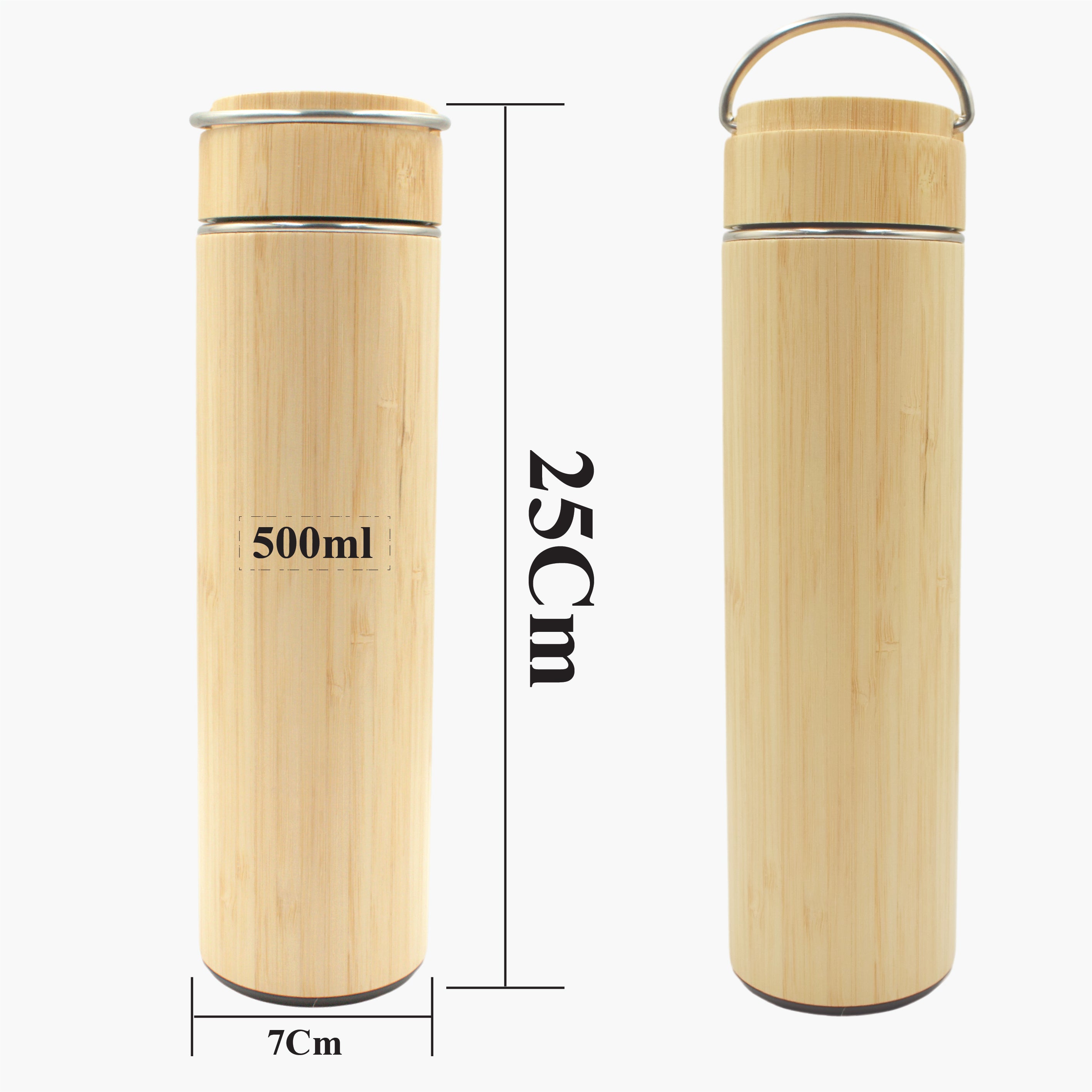 BAMBOO BOTTLE DOUBLE WALL STAINLESS STEEL 500-ML