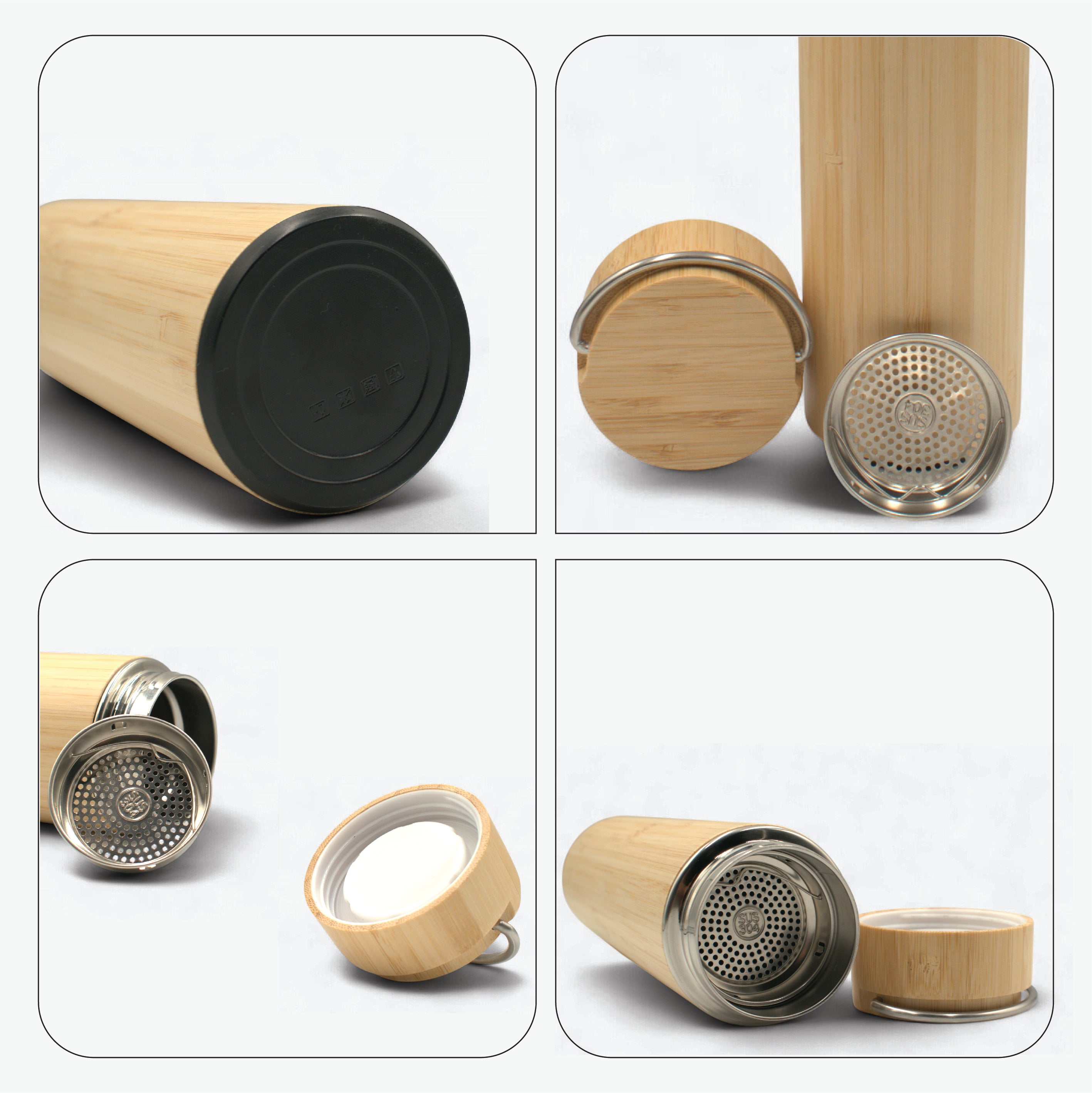 BAMBOO BOTTLE DOUBLE WALL STAINLESS STEEL 500-ML