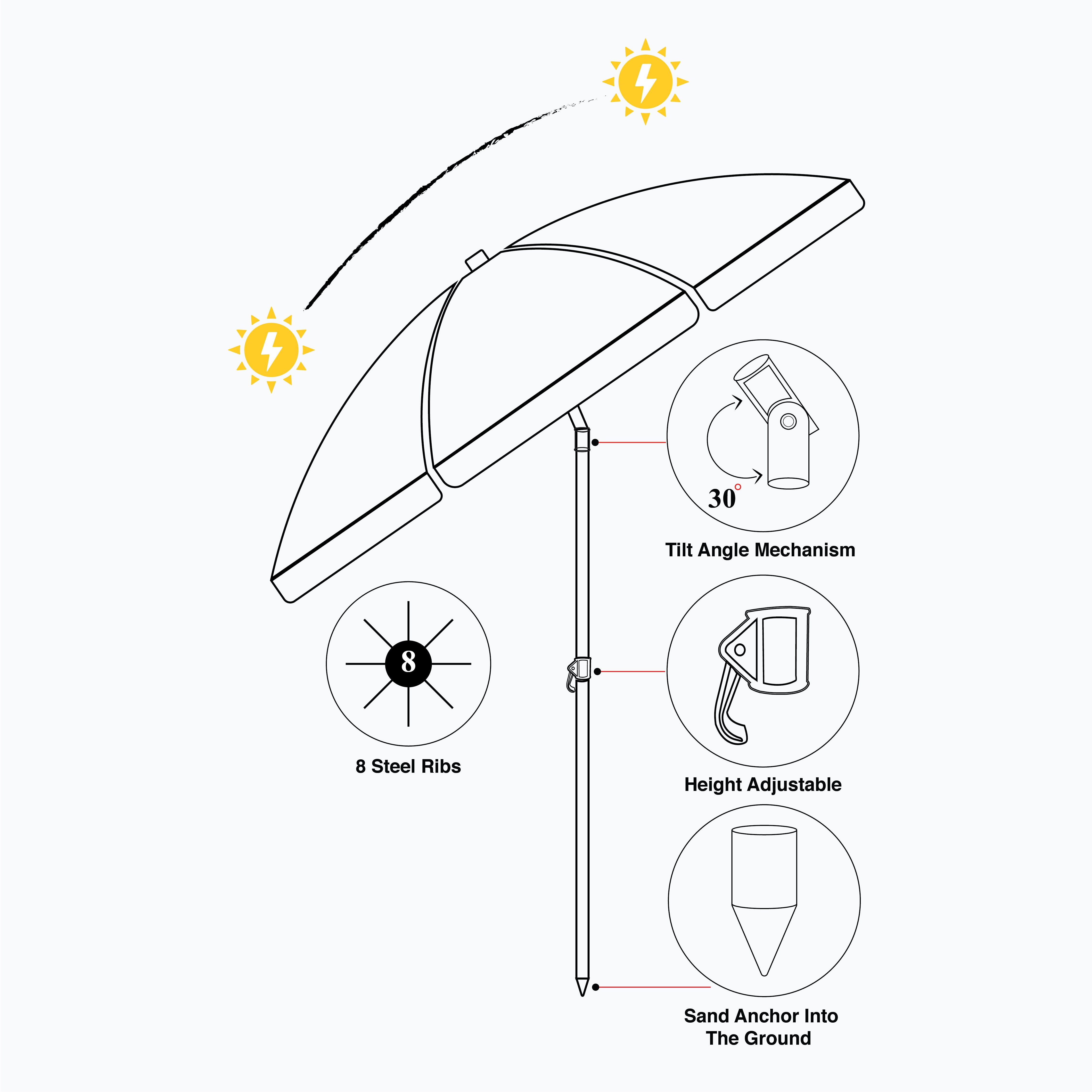 DELUXE TILT-ADJUSTABLE BEACH UMBRELLA