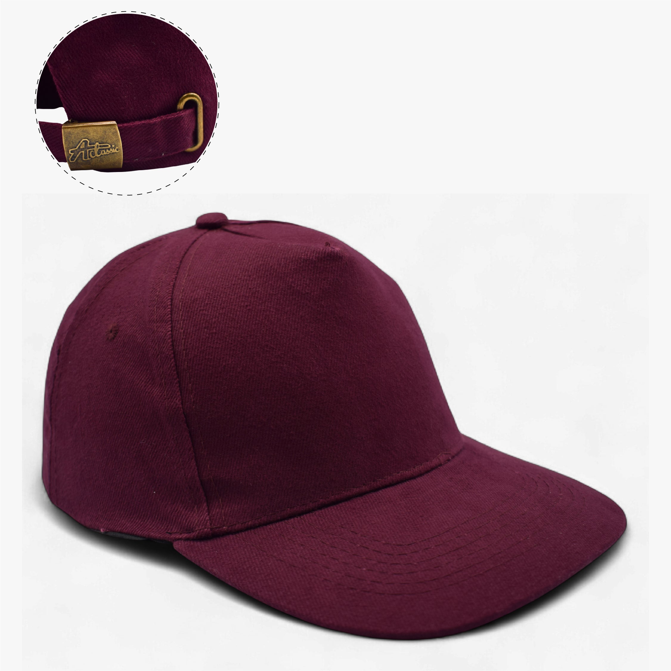 Heavy Brushed 5 Panel Cotton Cap with Metal Buckle