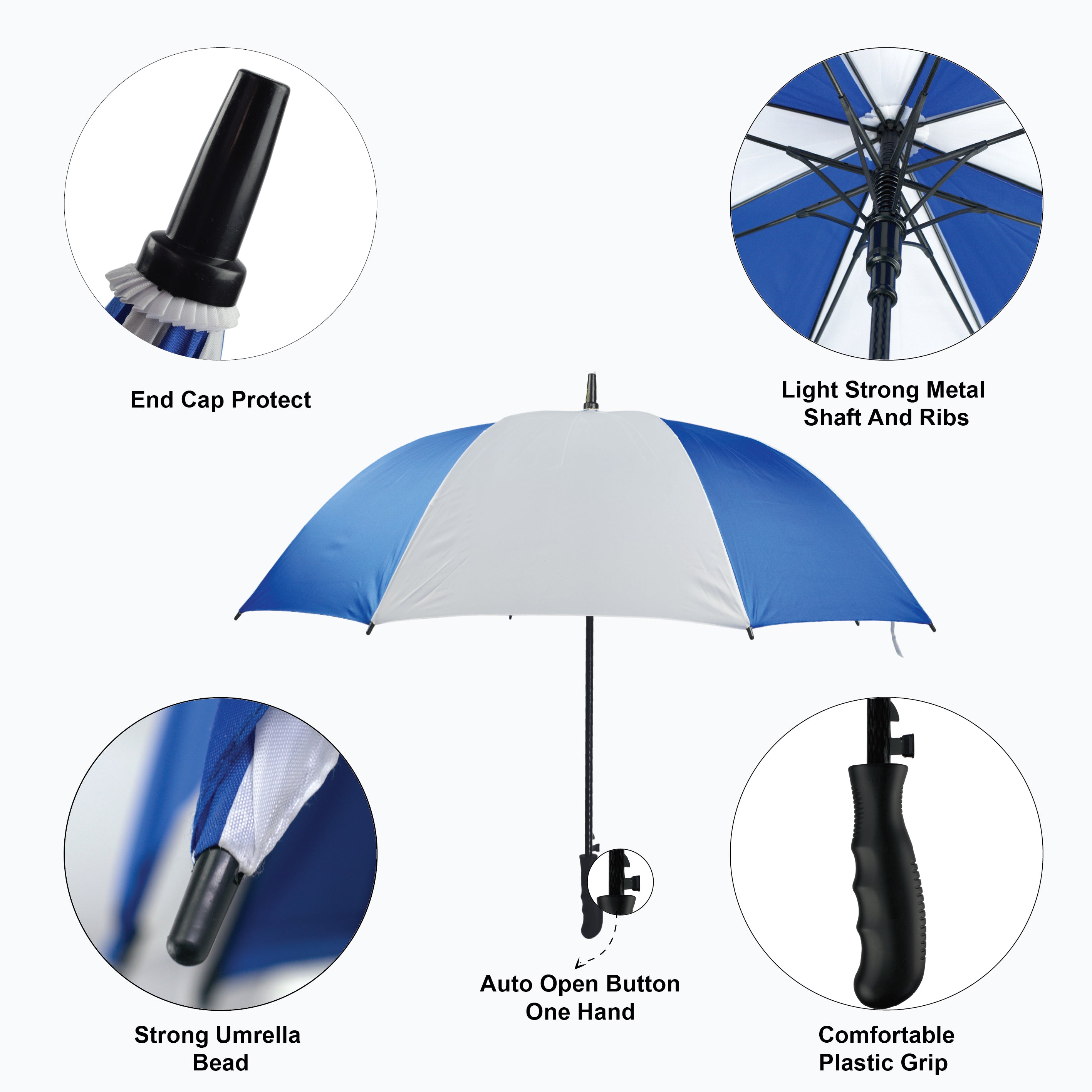 UMBRELLA 8 RIBS AUTO OPEN MANUAL CLOSE VELCRO