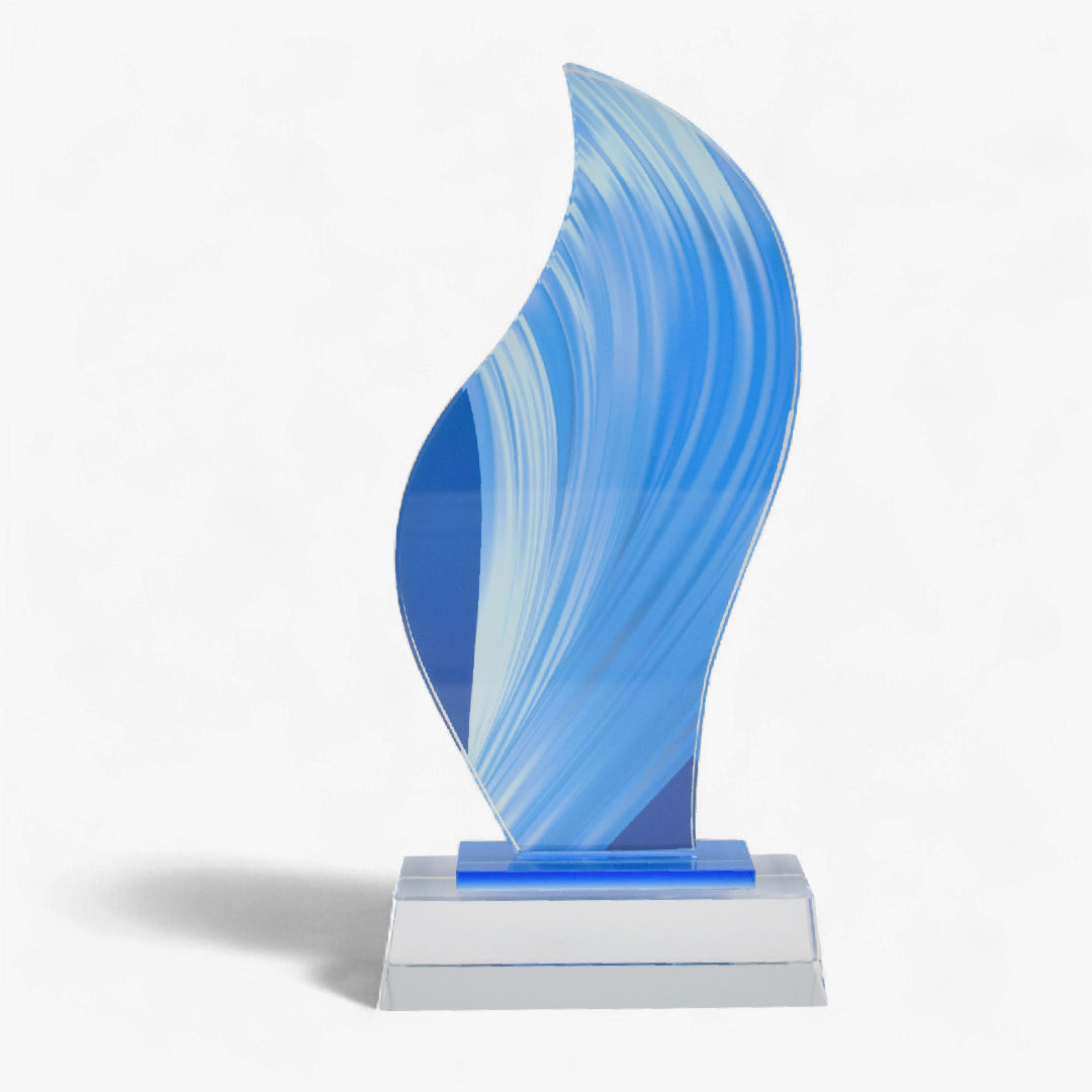 FLAME SHAPED BLUE CRYSTAL AWARD LS24072