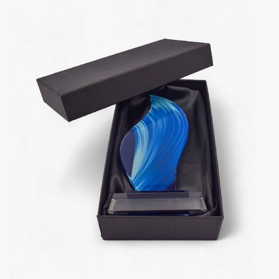 FLAME SHAPED BLUE CRYSTAL AWARD LS24072
