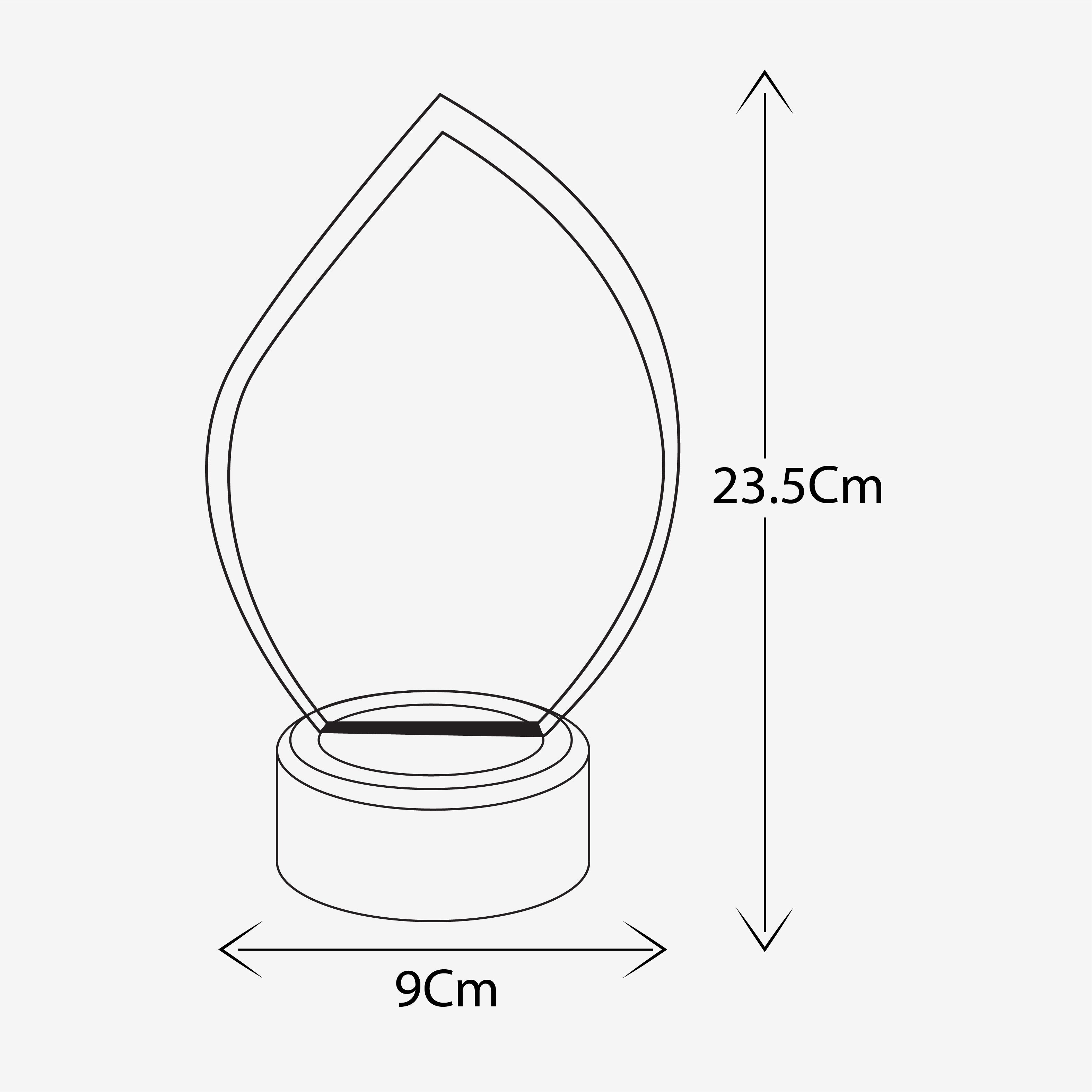 ELEGANT FLAME CRYSTAL TROPHY WITH WOODEN BASE ( CS-232061 )