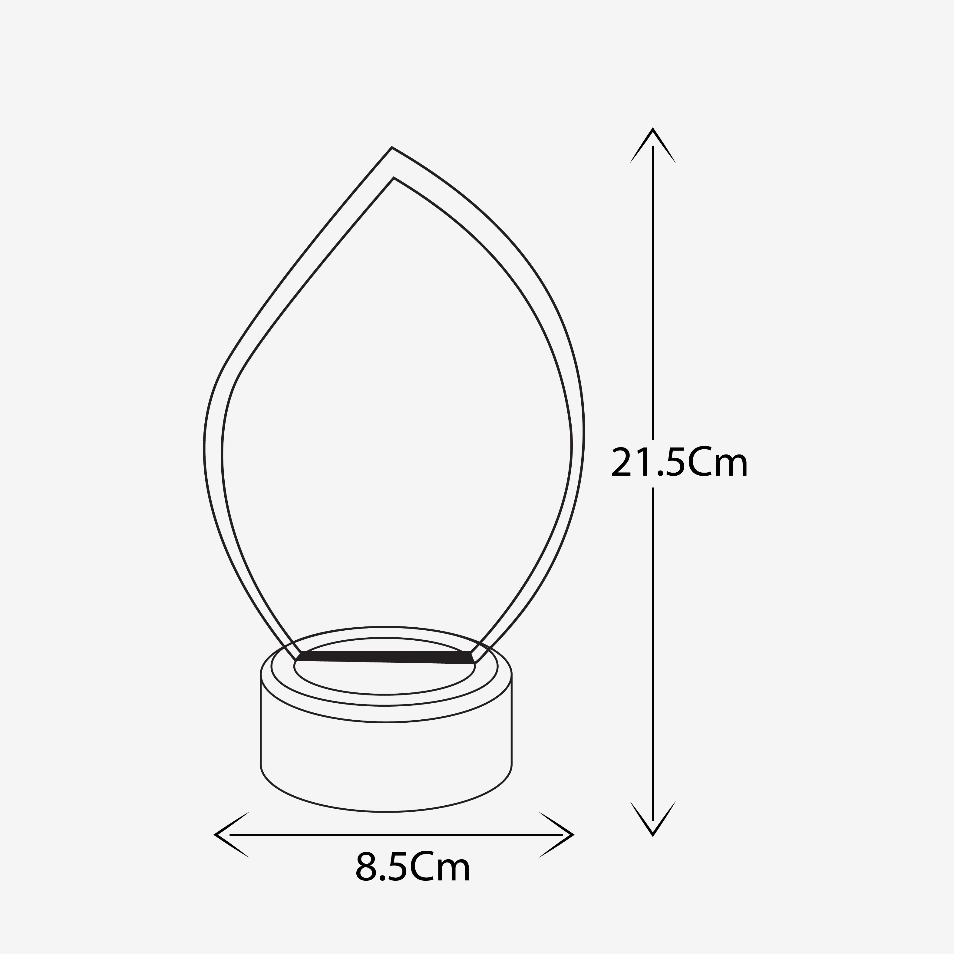 ELEGANT FLAME CRYSTAL TROPHY WITH WOODEN BASE ( CS-232061 )