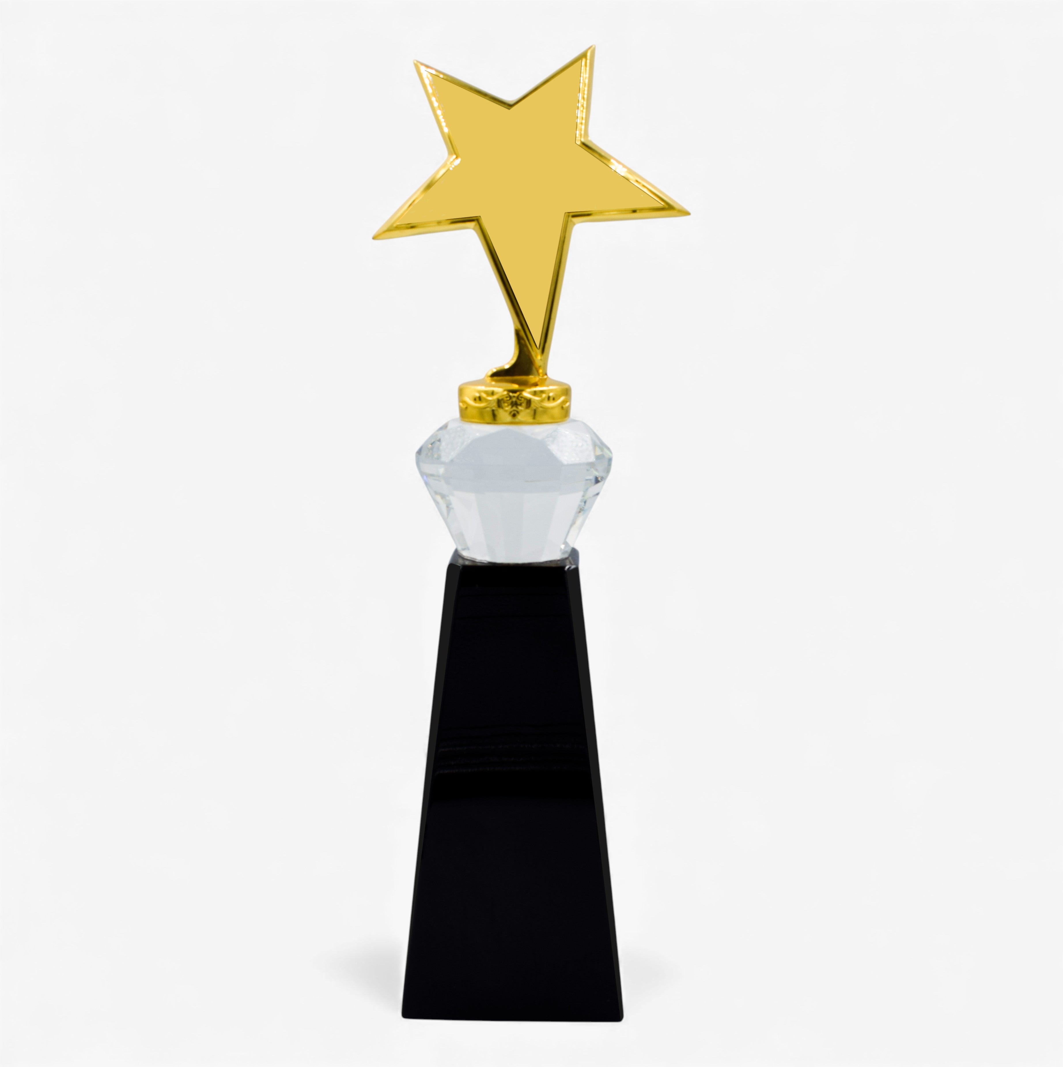 STAR DIAMOND CRYSTAL TROPHY WITH BLACK BASE -HK
