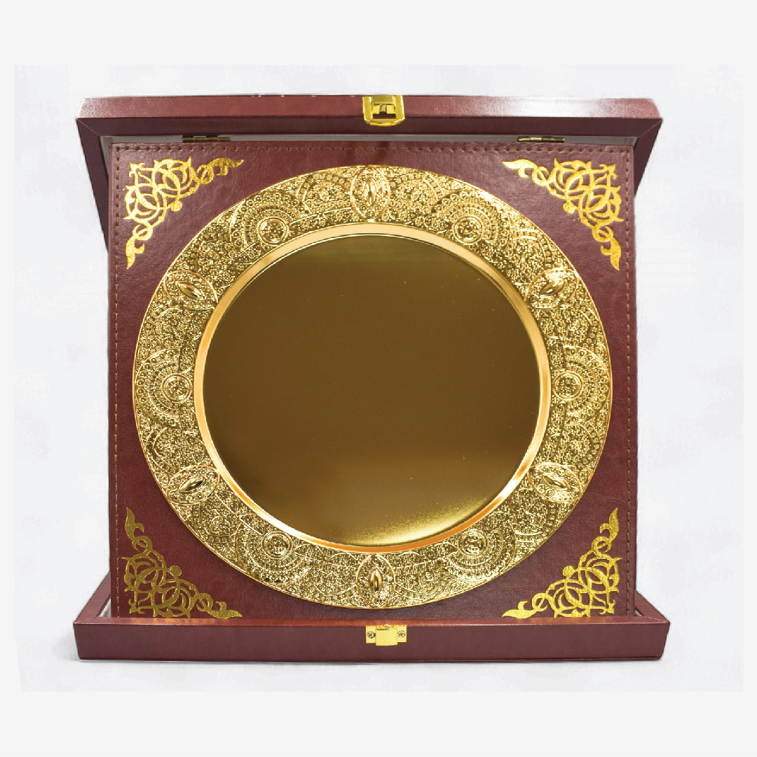 LUXURY GOLD-PLATE WITH PU LEATHER EXECUTIVE BOX – FOLDABLE DISPLAY DESIGN -H4