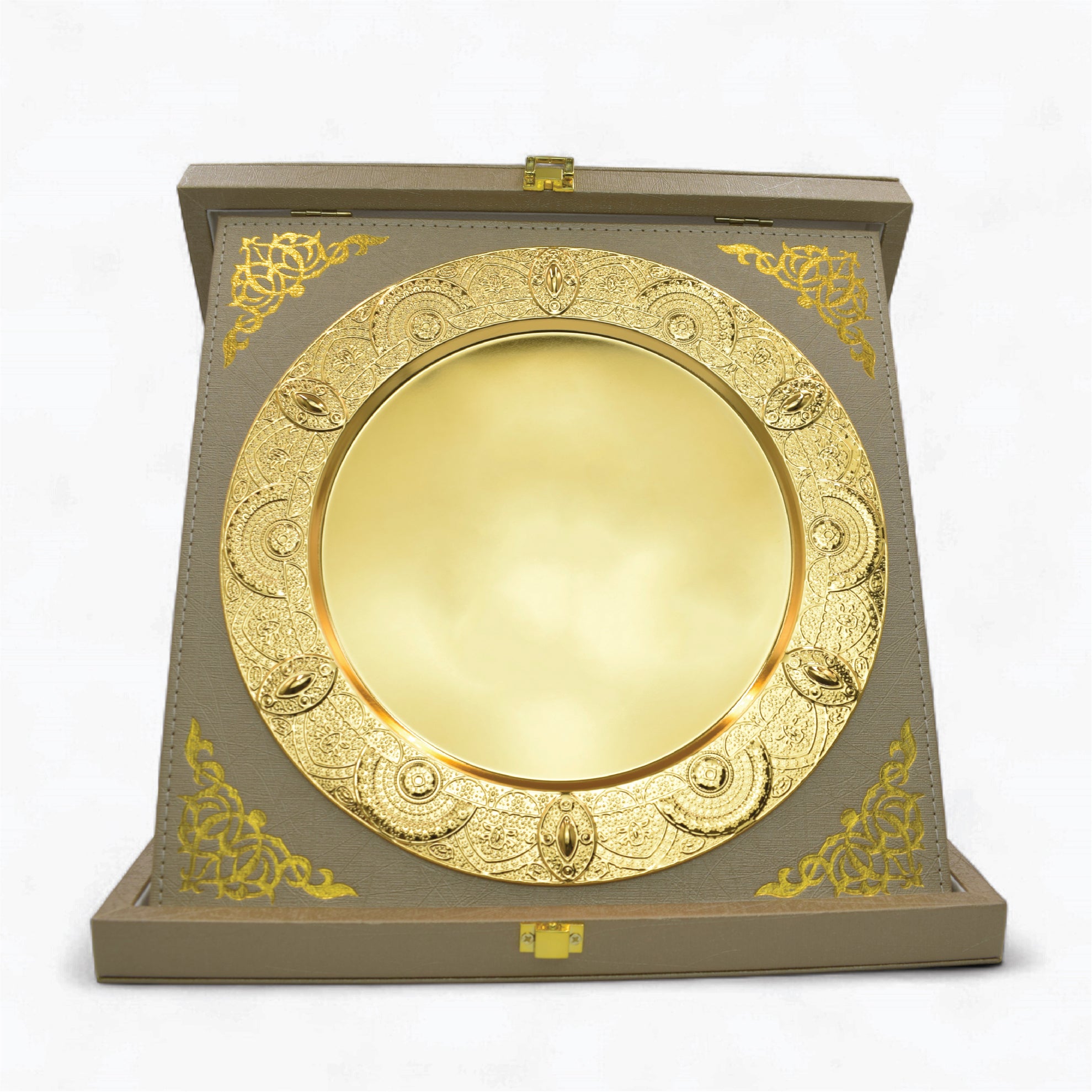 LUXURY GOLD-PLATE WITH PU LEATHER EXECUTIVE BOX – FOLDABLE DISPLAY DESIGN -H4