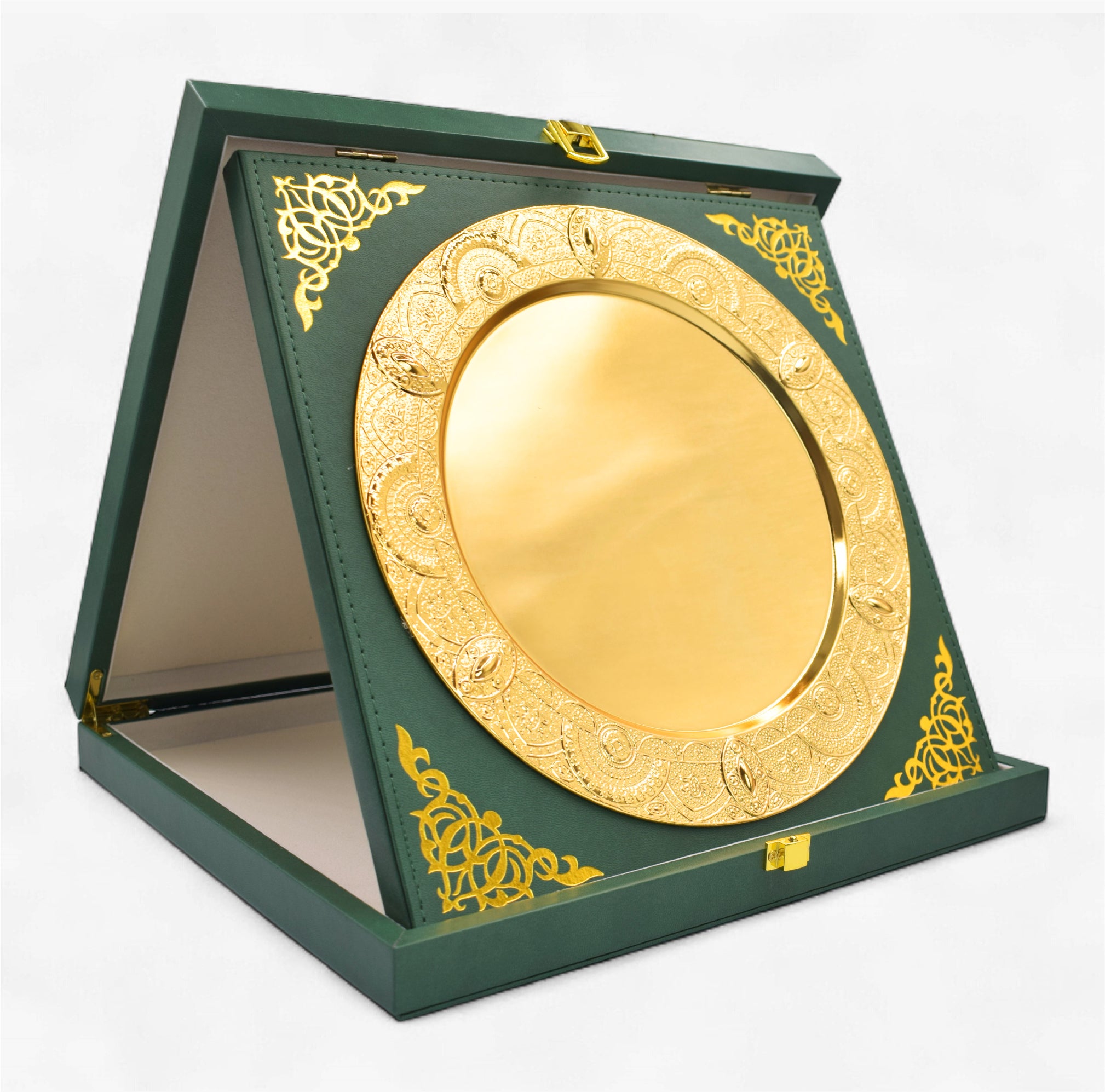 LUXURY GOLD-PLATE WITH PU LEATHER EXECUTIVE BOX – FOLDABLE DISPLAY DESIGN -H4