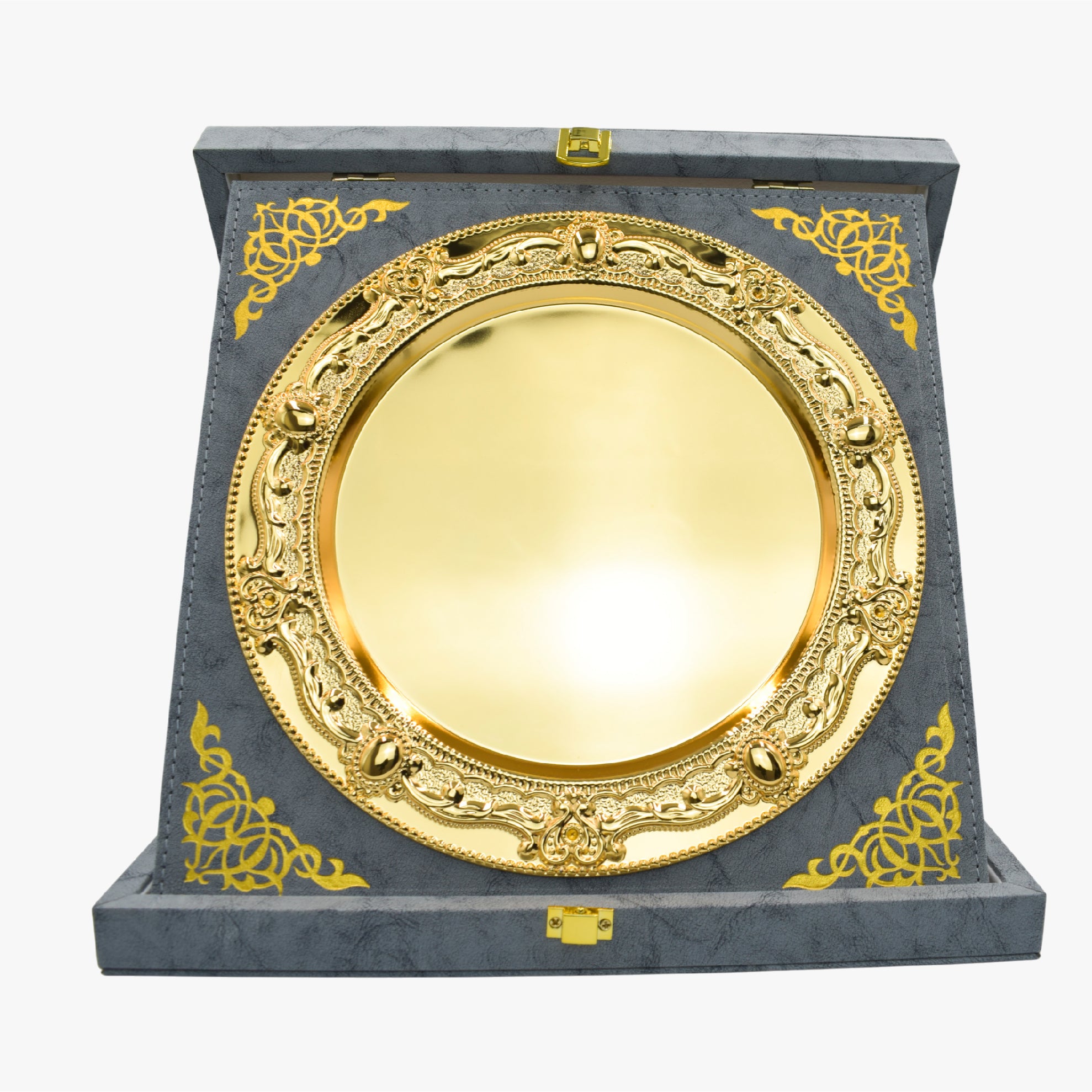 LUXURY GOLD-PLATE WITH PU LEATHER EXECUTIVE BOX – FOLDABLE DISPLAY DESIGN -H4