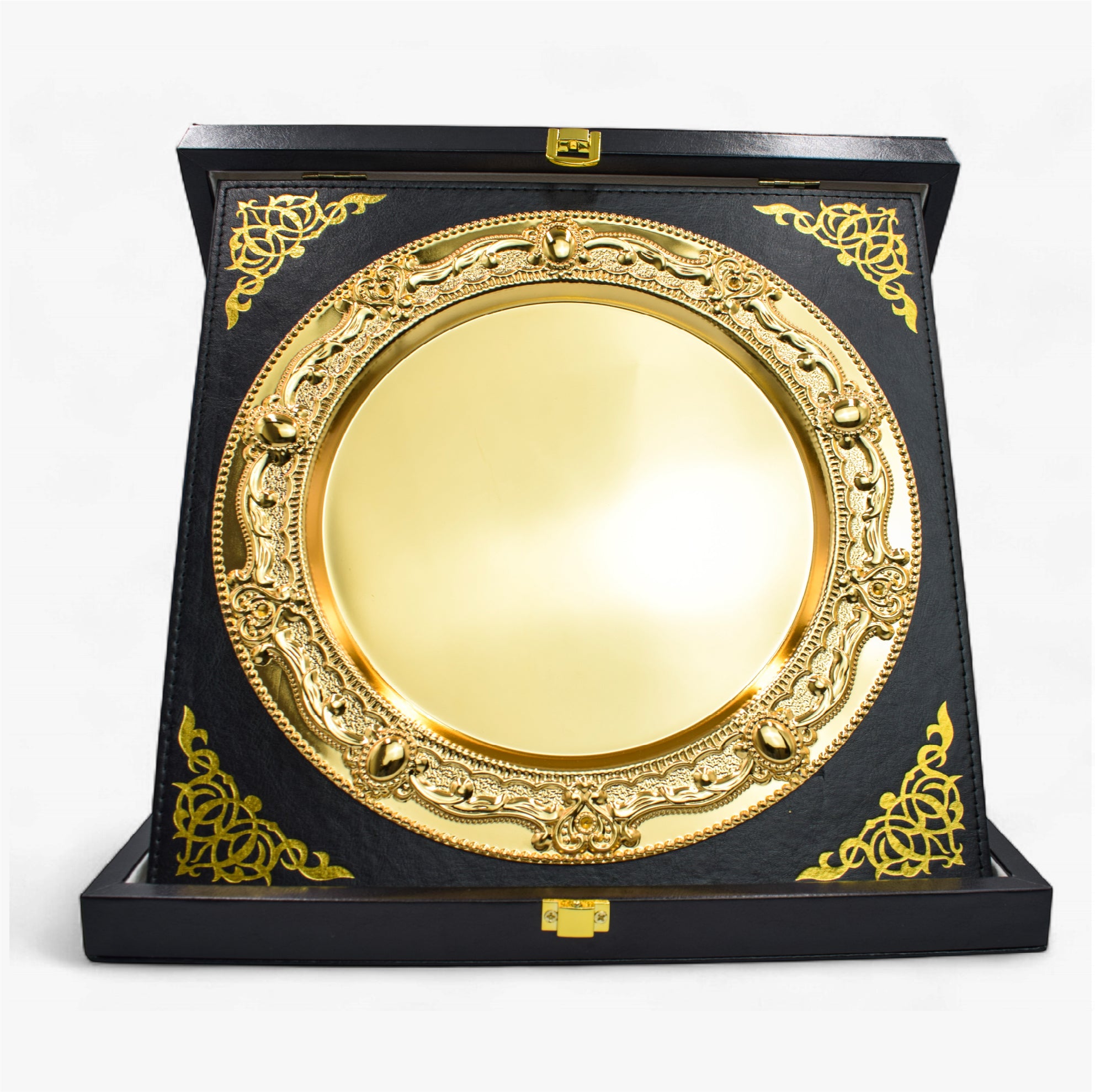 LUXURY GOLD-PLATE WITH PU LEATHER EXECUTIVE BOX – FOLDABLE DISPLAY DESIGN -H4