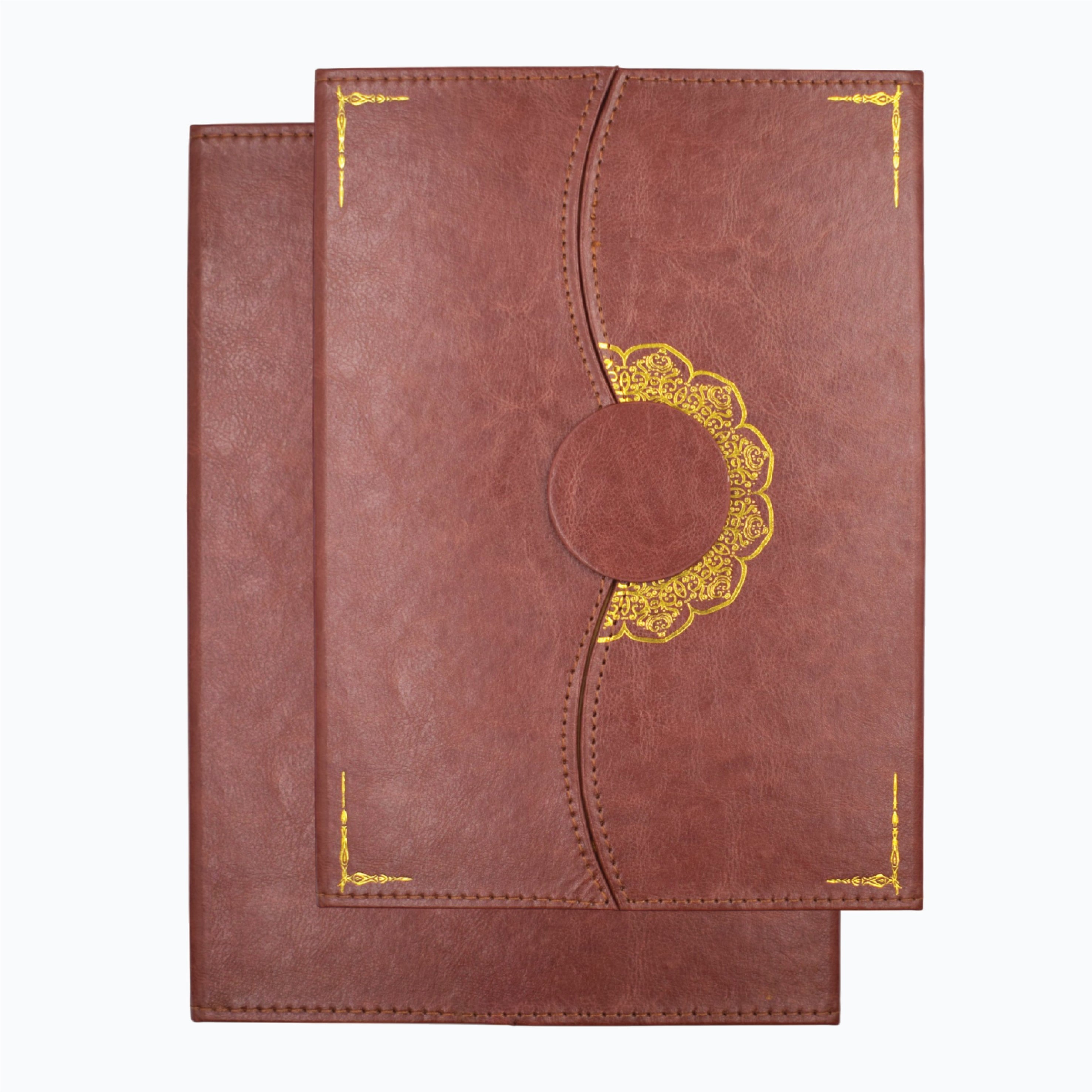 A4 BROWN CERTIFICATE FOLDER WITH GOLD PLATE – CUSTOM PRINTABLE AWARD  ( H-2  )