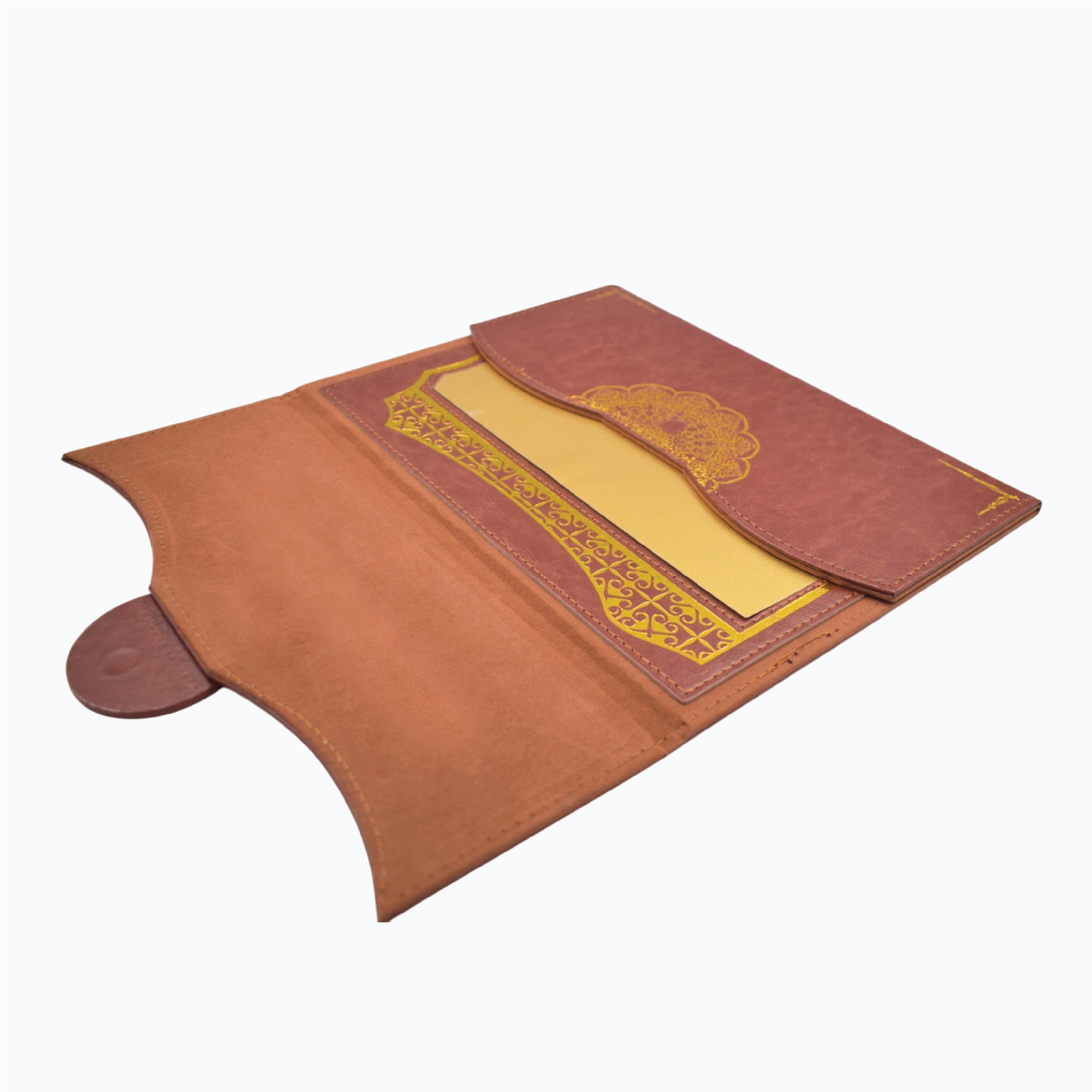 A4 BROWN CERTIFICATE FOLDER WITH GOLD PLATE – CUSTOM PRINTABLE AWARD  ( H-2  )