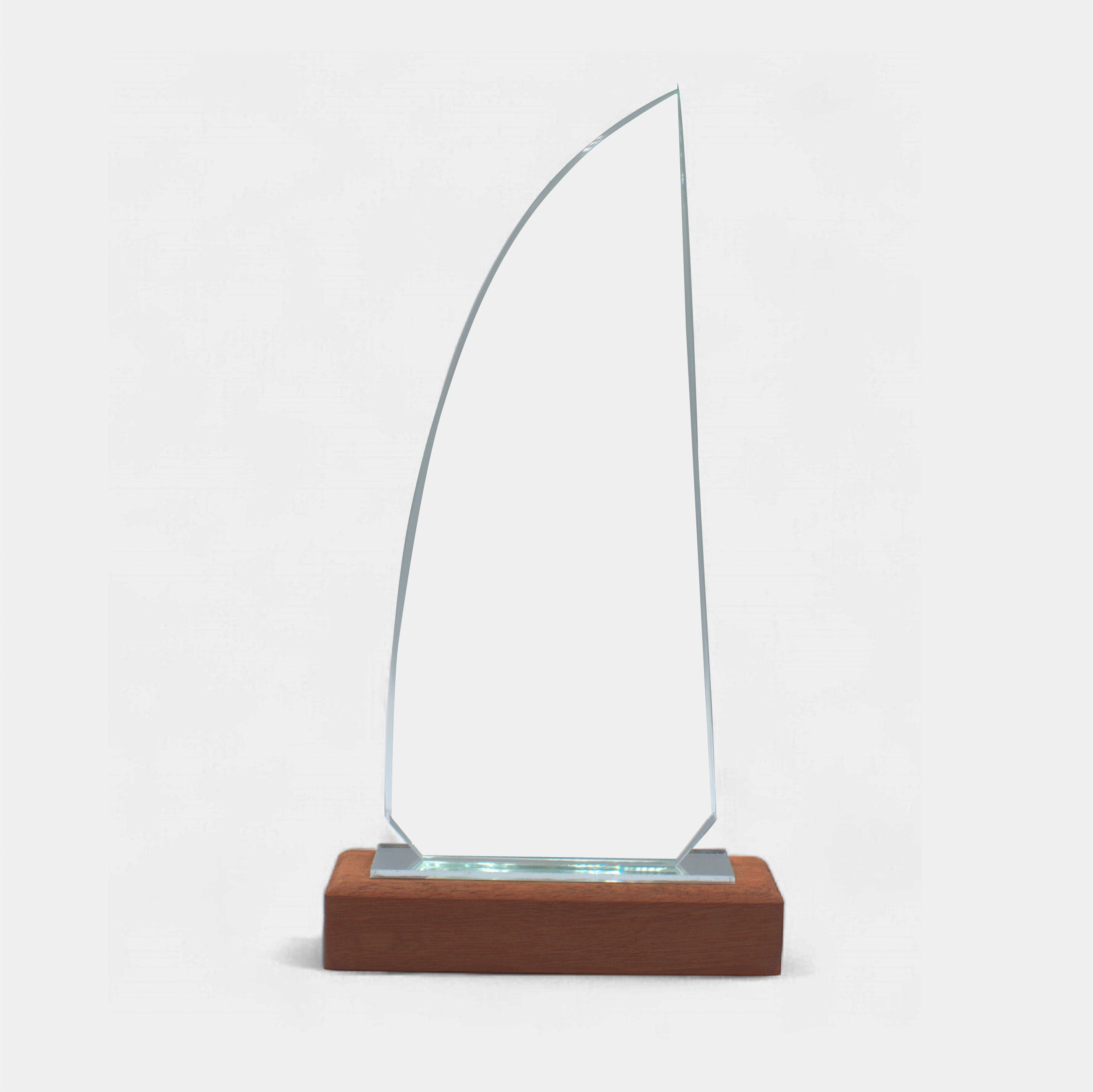 WOODEN BASE SAIL‑SHAPE CRYSTAL  AWARD TROPHY ( HK-42 )