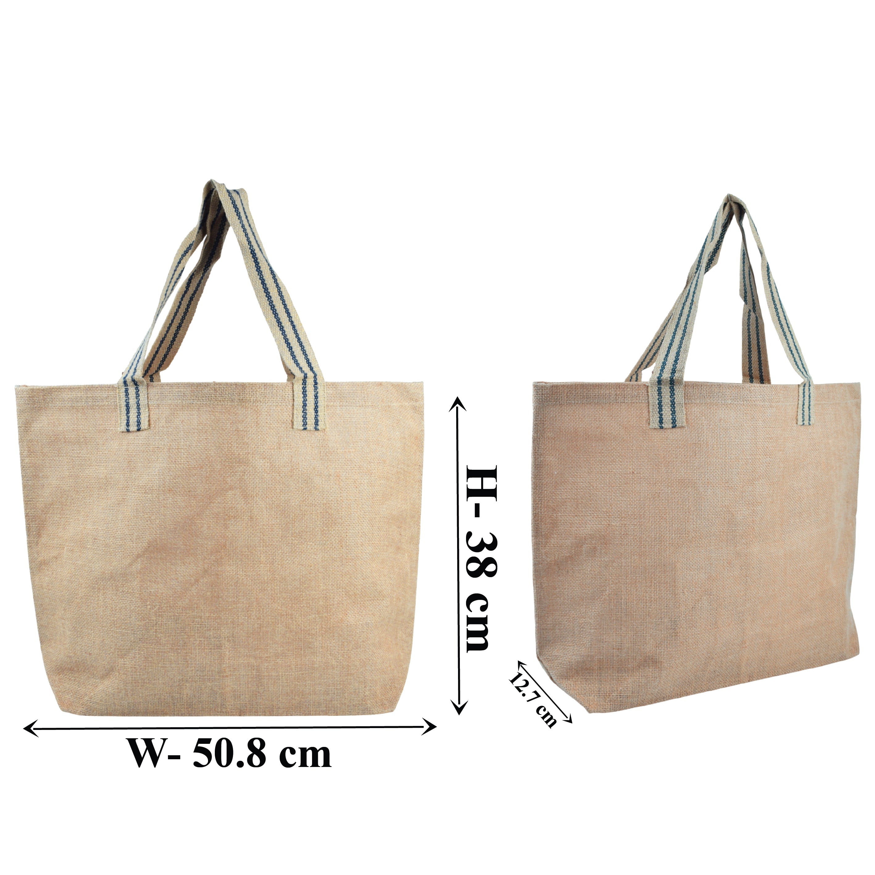 Jute Bag with Striped Handle