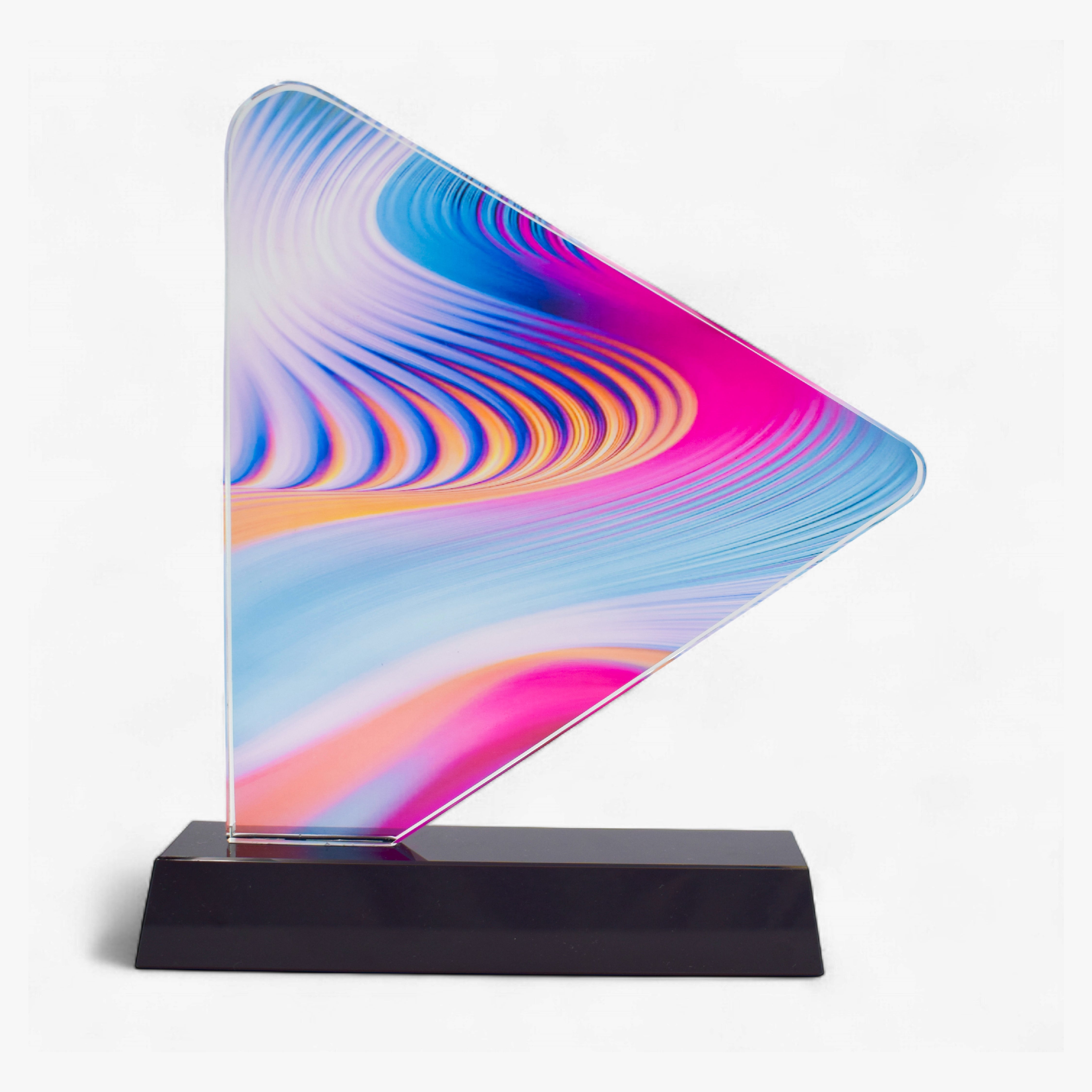TRIANGULAR SHAPED CRYSTAL TROPHY AWARD-LS24074