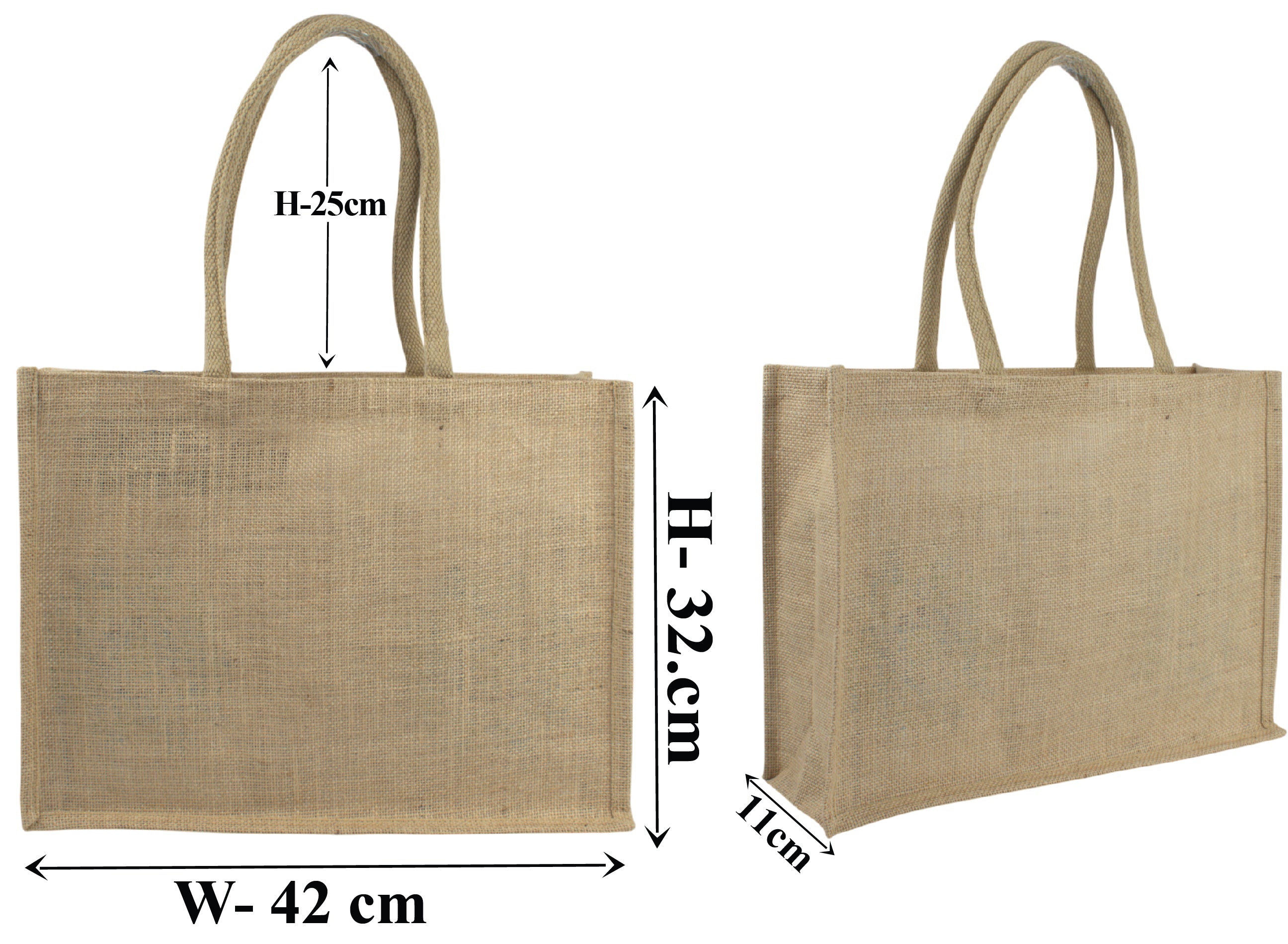 LONG COTTON WEBBING HANDLE JUTE BAG