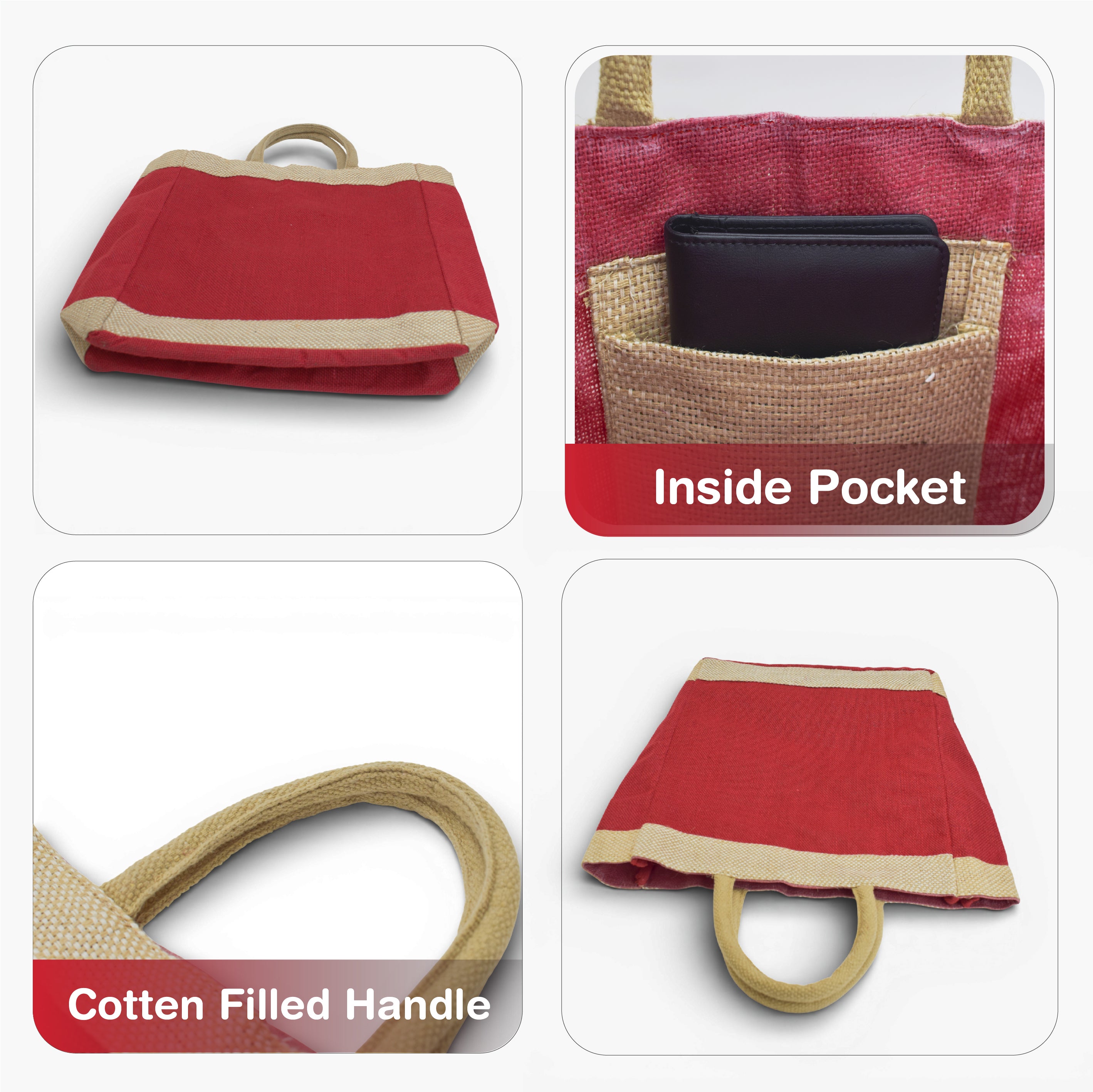 JUTE BAG WITH IN SIDE  POCKET  ASH-26