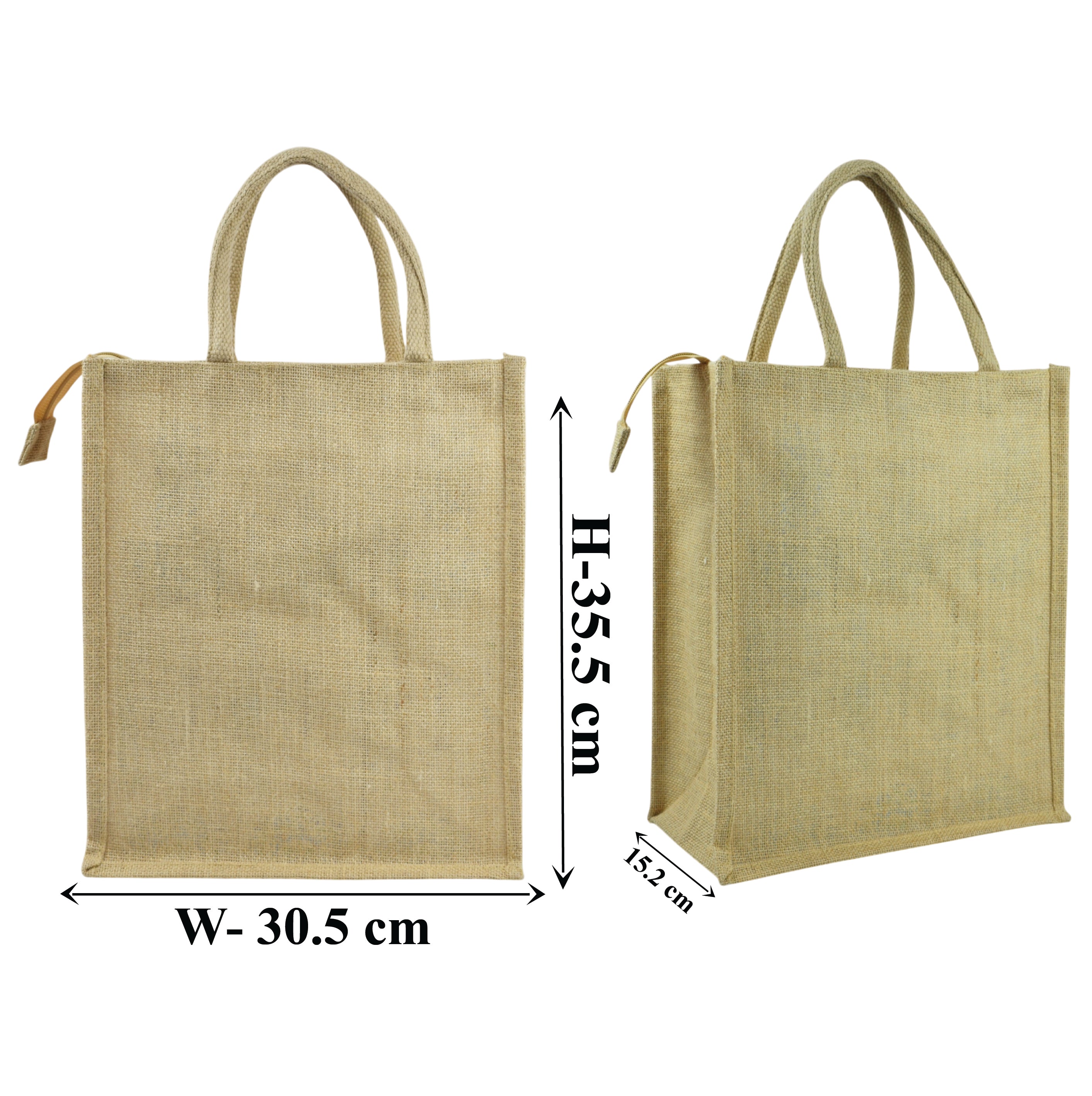 Jute Bag with Zipper Vertical