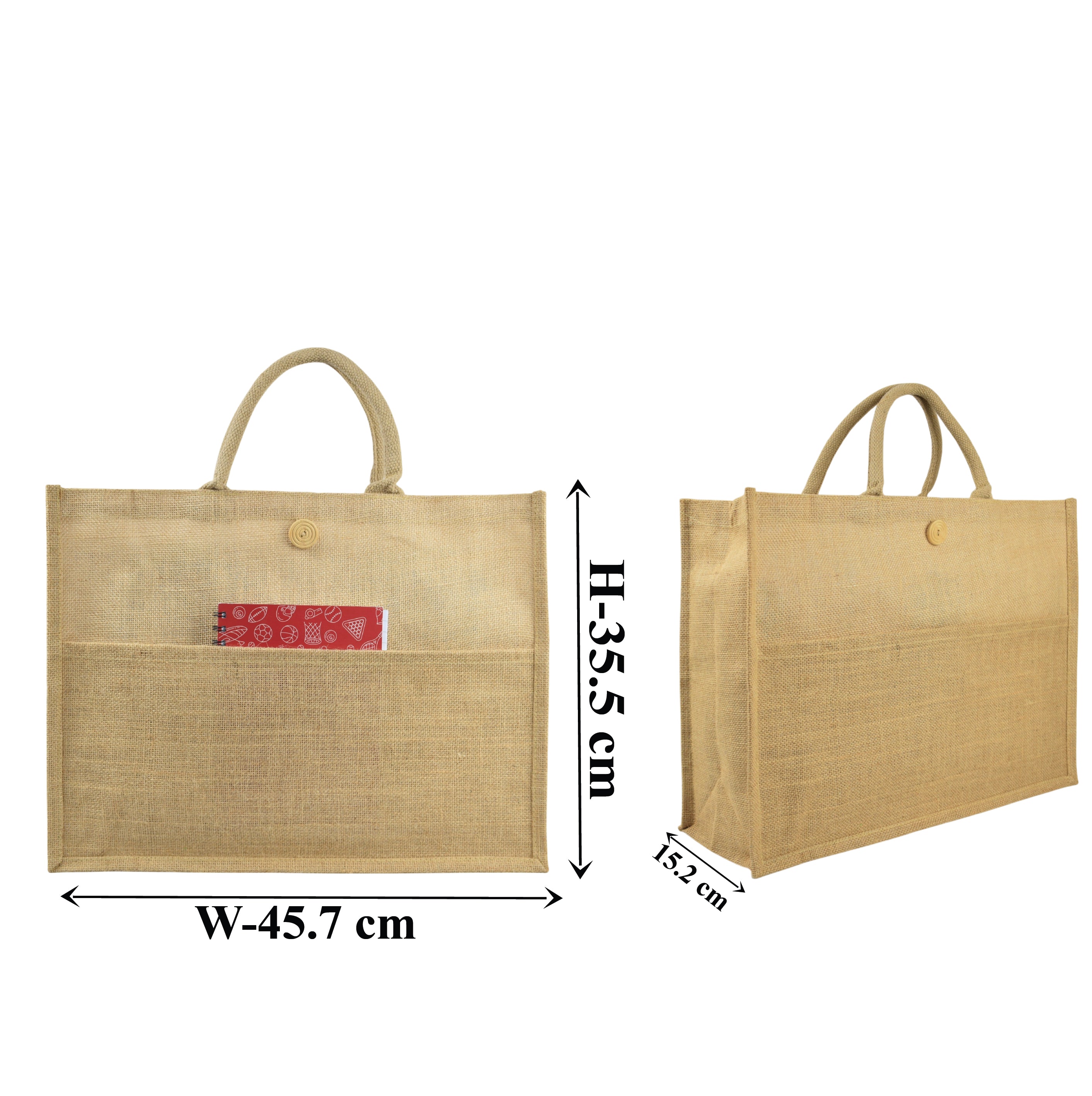 Jute Bag with Button and Front Pocket
