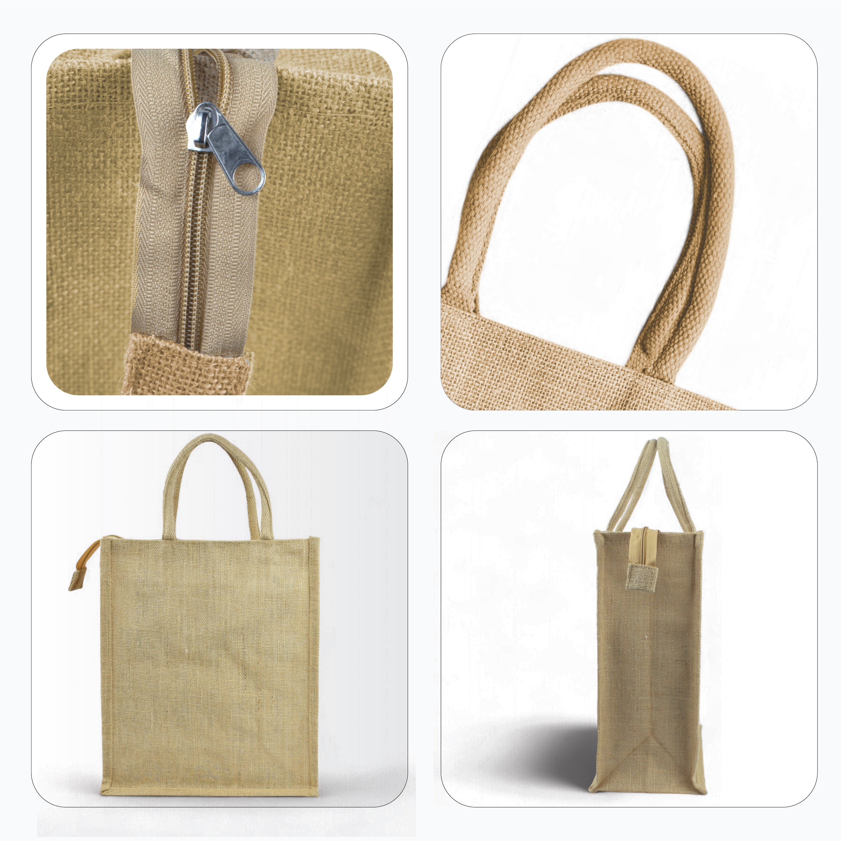 Jute Bag with Zipper Vertical