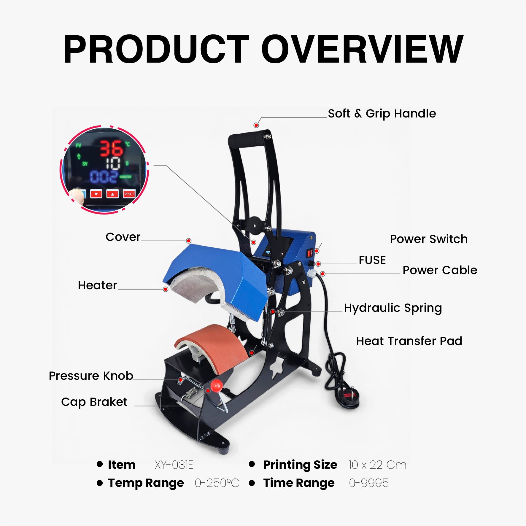 SEMI-AUTOMATIC CAP HEAT PRESS MACHINE – (  XY-031E )