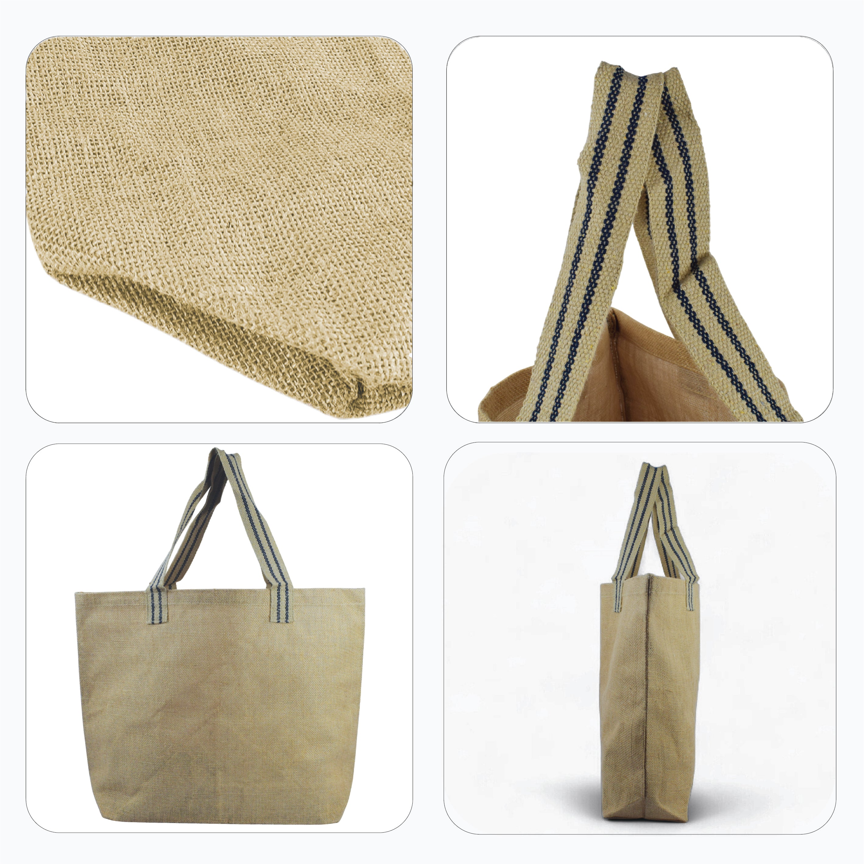 Jute Bag with Striped Handle