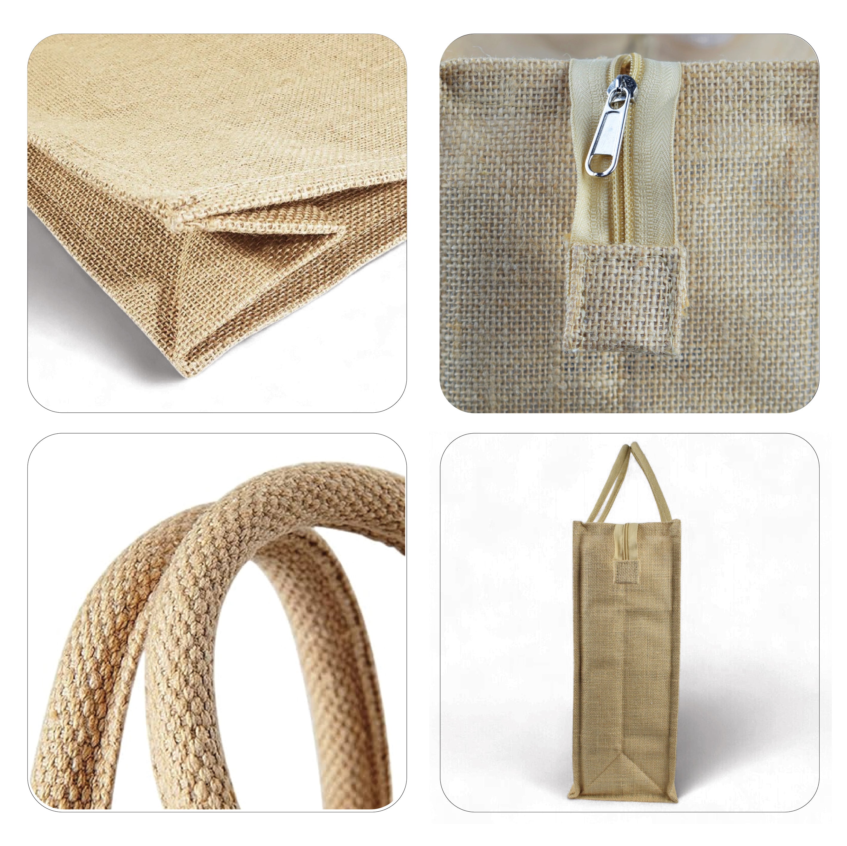 Jute Bag with Zipper Horizontal