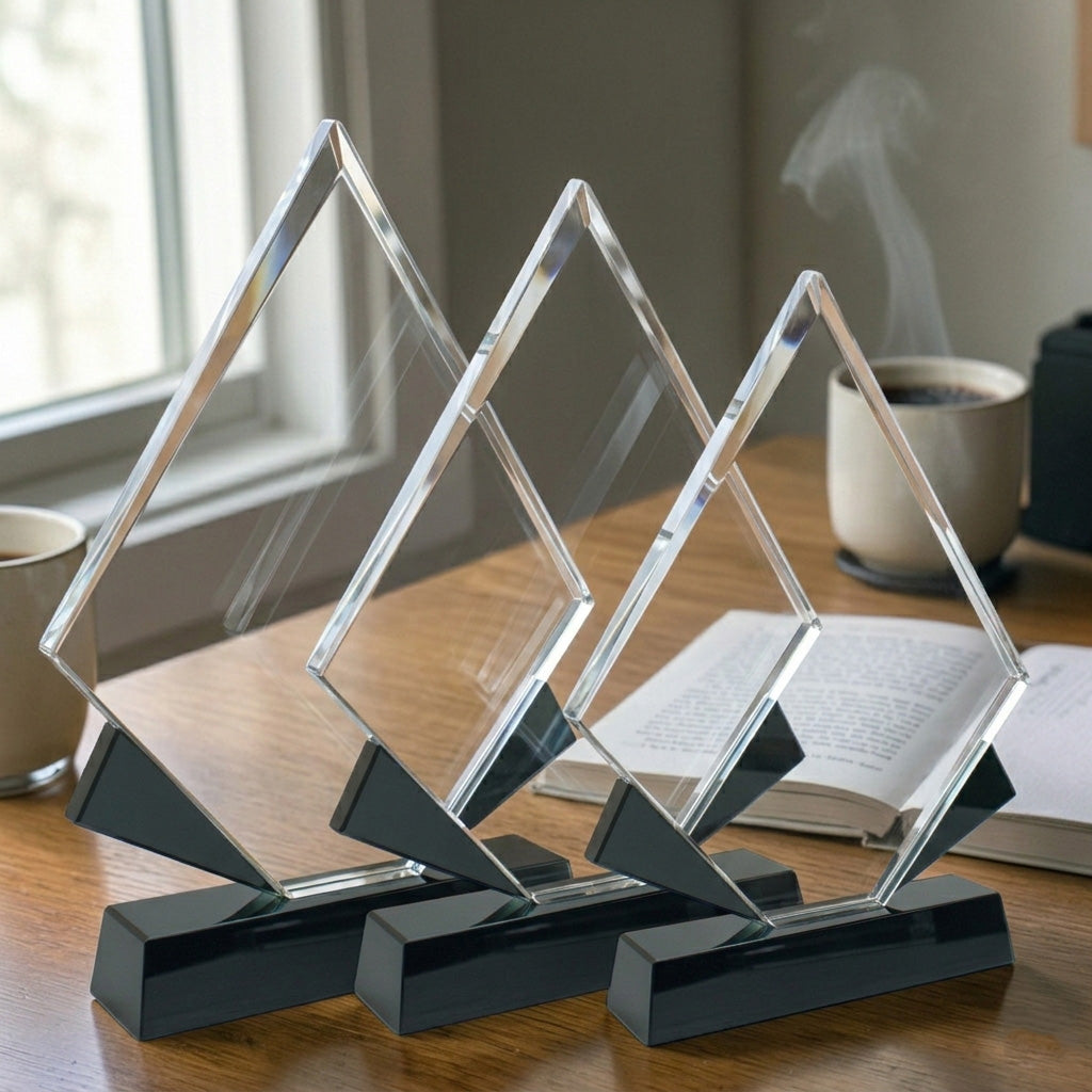 DIAMOND SHAPE WITH A BLACK BASE FOR STABILITY CRYSTAL AWARD ( LCC11 )