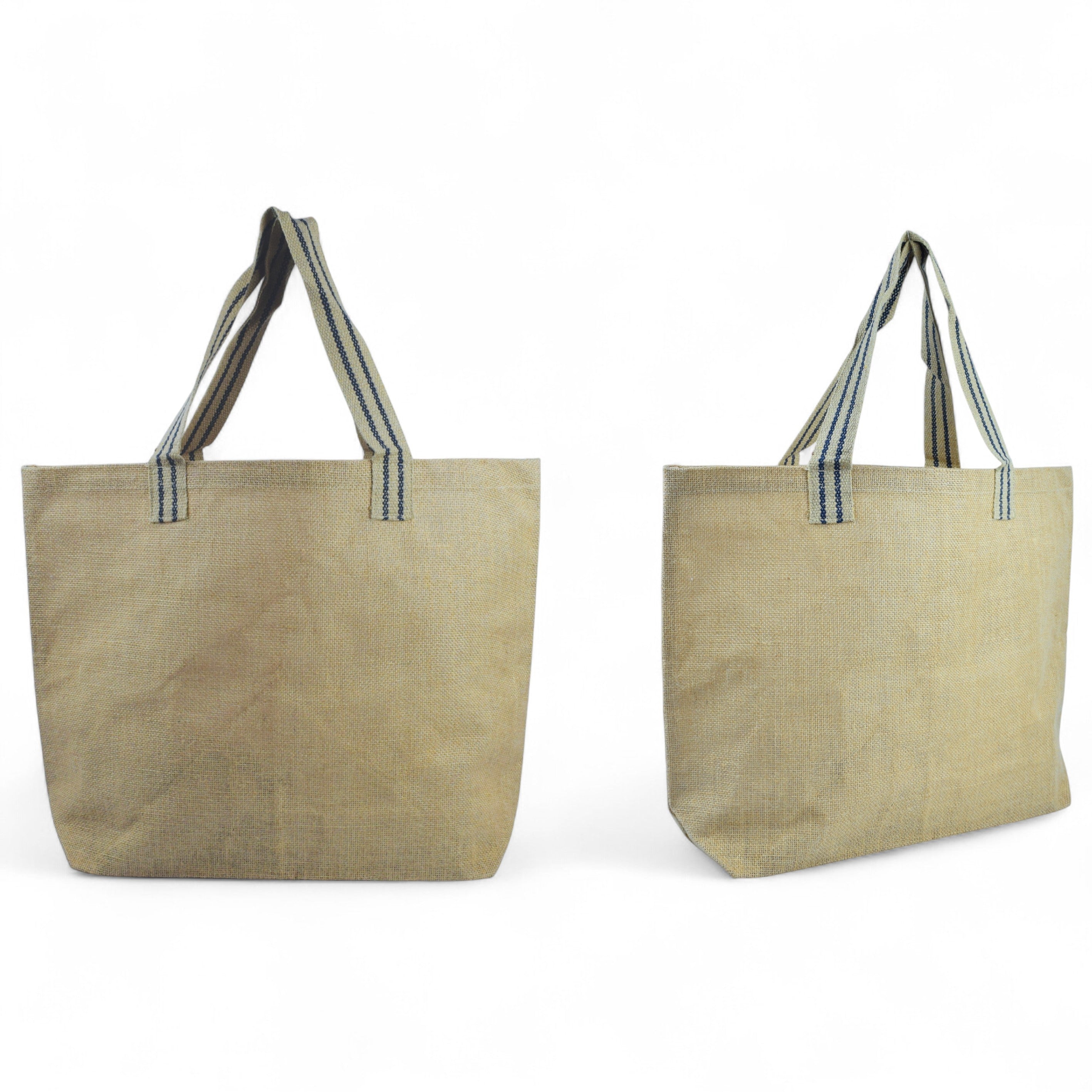 Jute Bag with Striped Handle