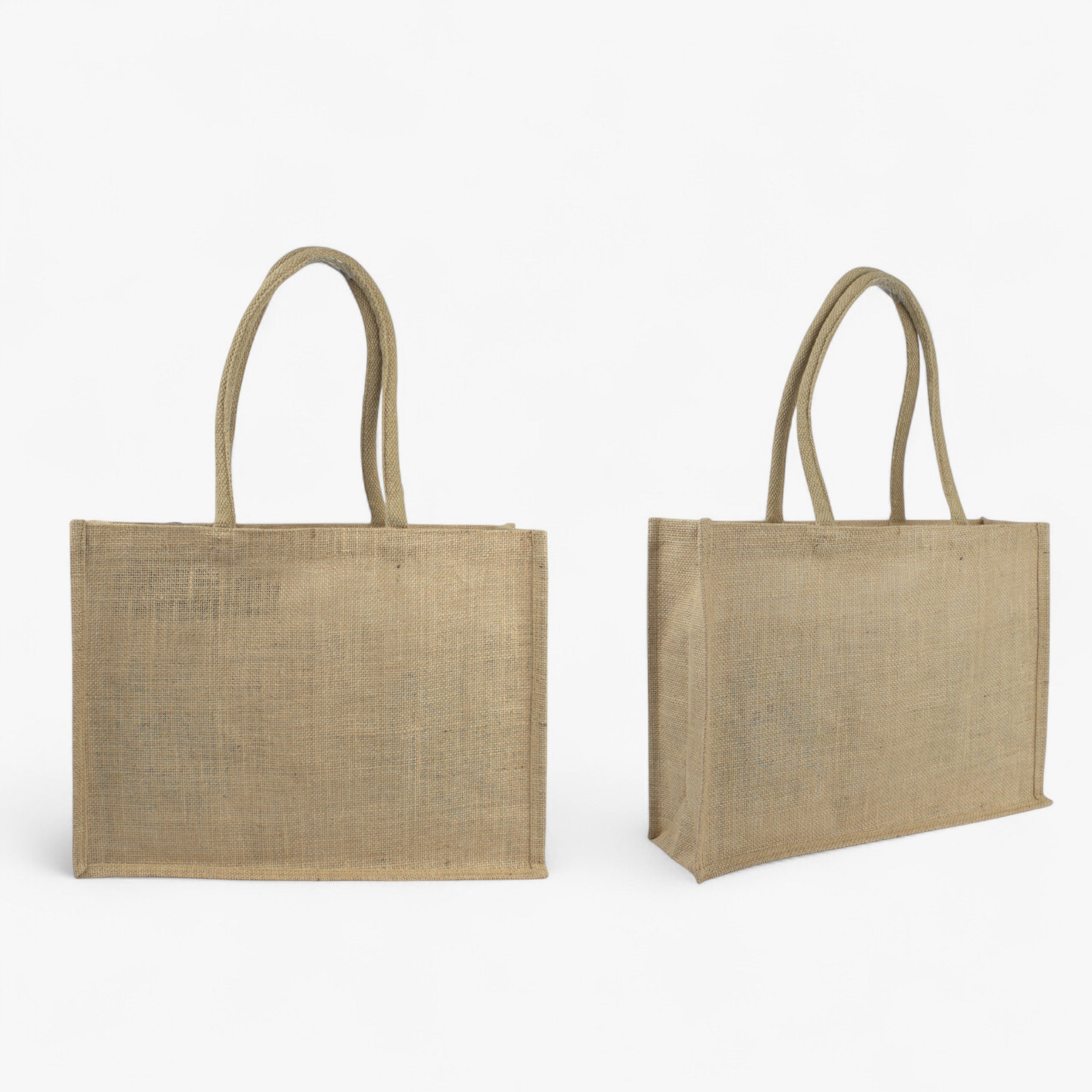 LONG COTTON WEBBING HANDLE JUTE BAG