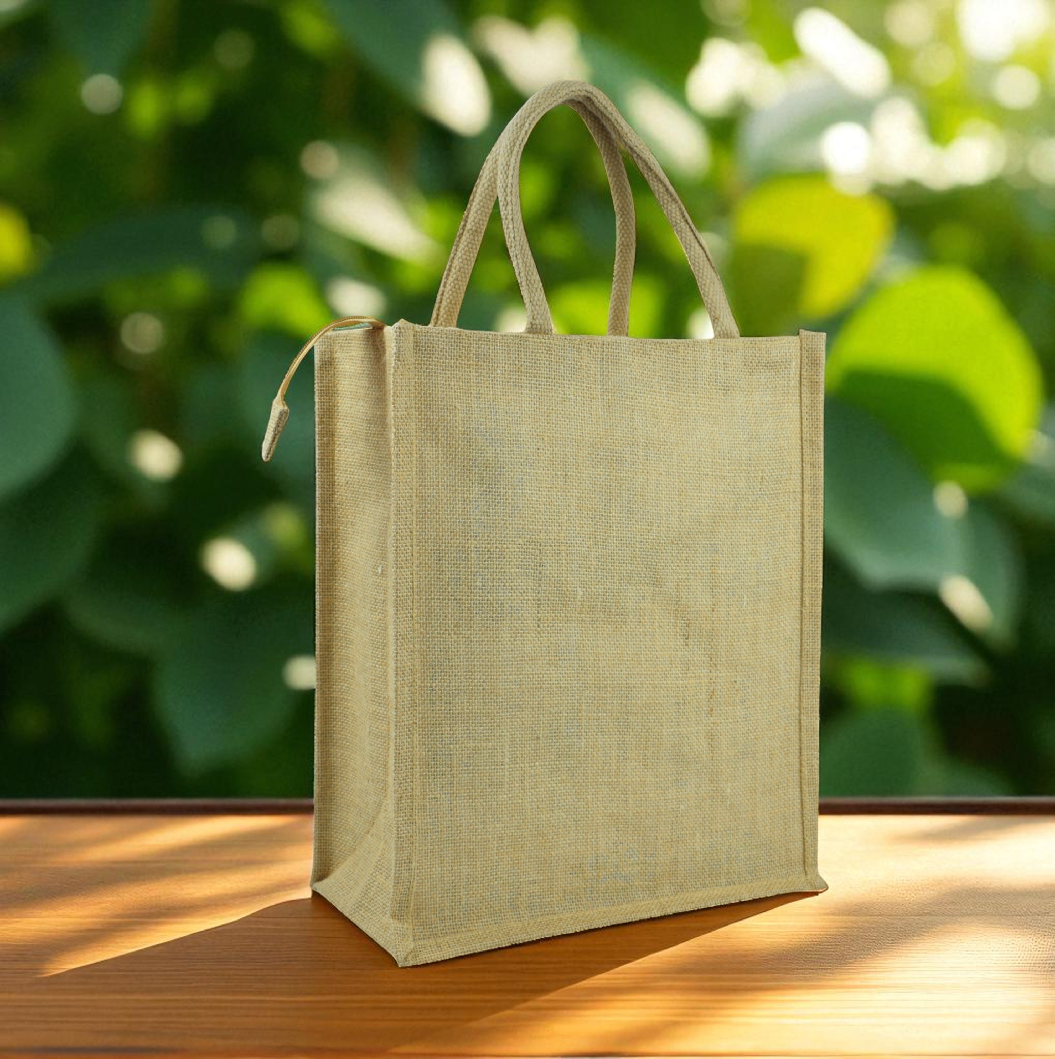 Jute Bag with Zipper Vertical
