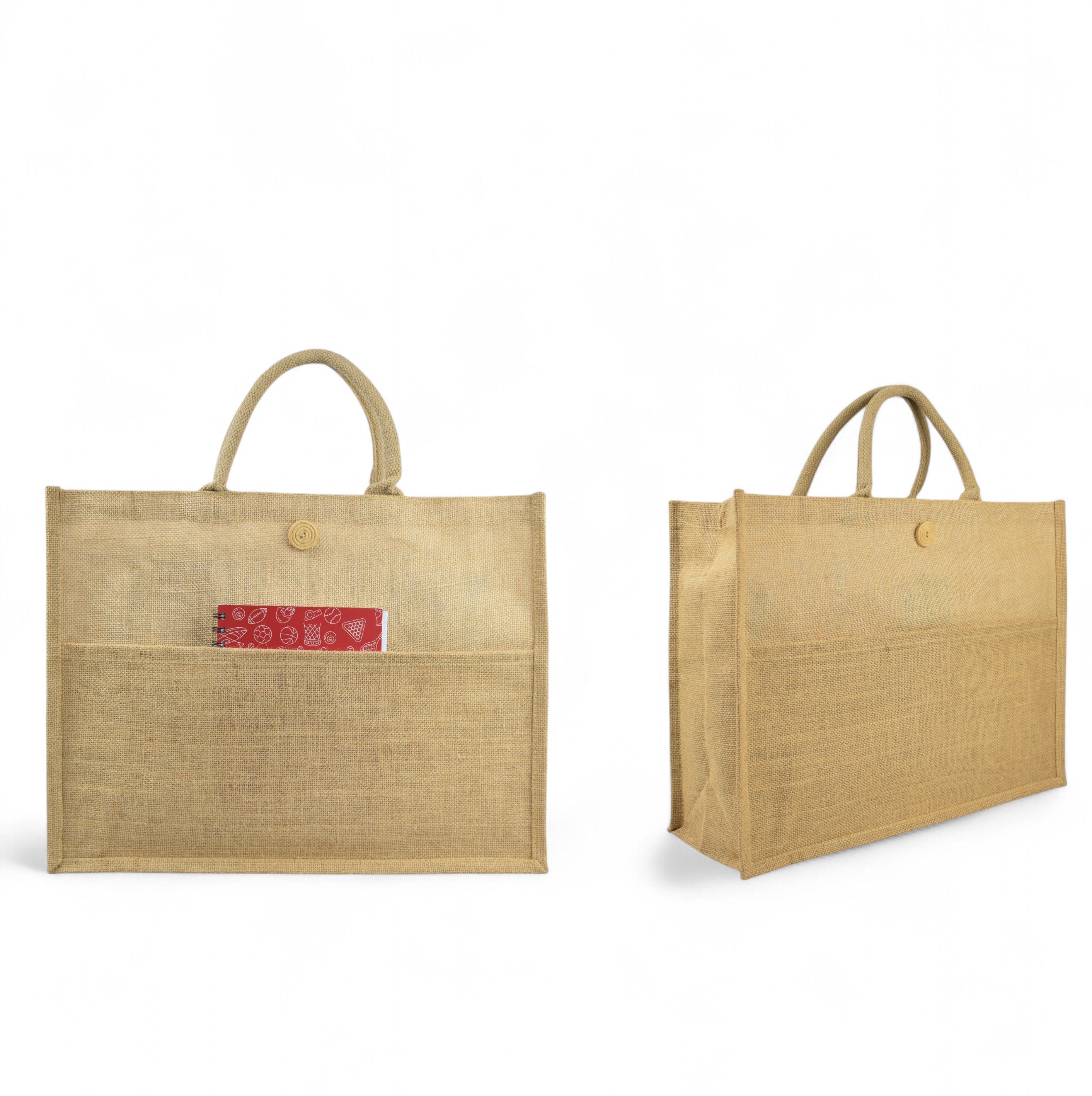 Jute Bag with Button and Front Pocket